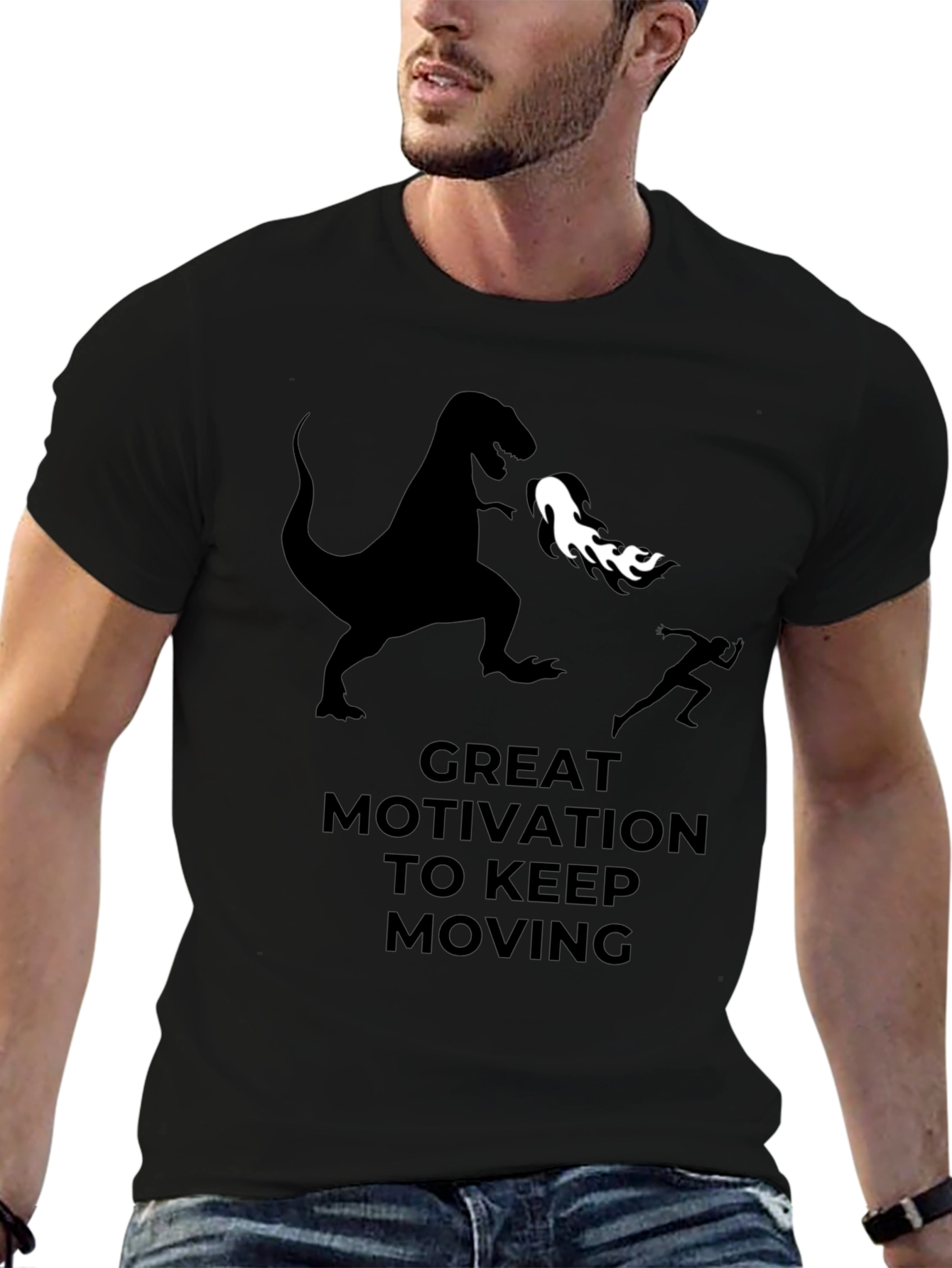 Motivational Dinosaur T-Shirt - Keep Moving!