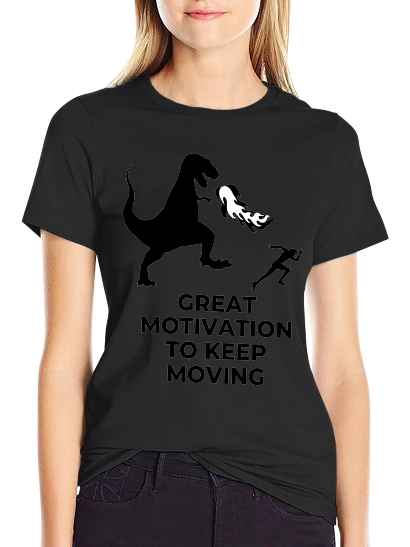 Motivational Dinosaur T-Shirt - Keep Moving!