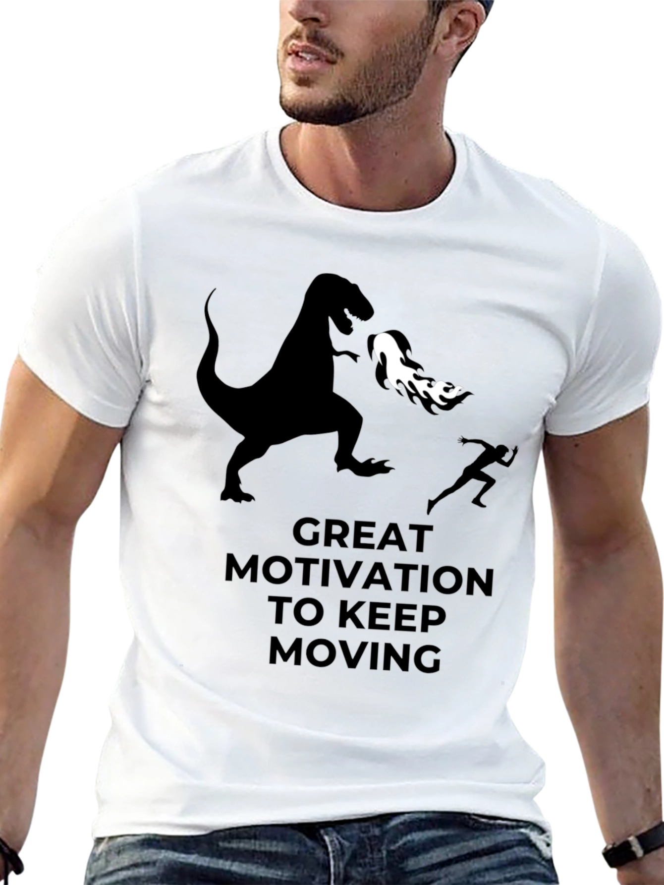 Motivational Dinosaur T-Shirt - Keep Moving!