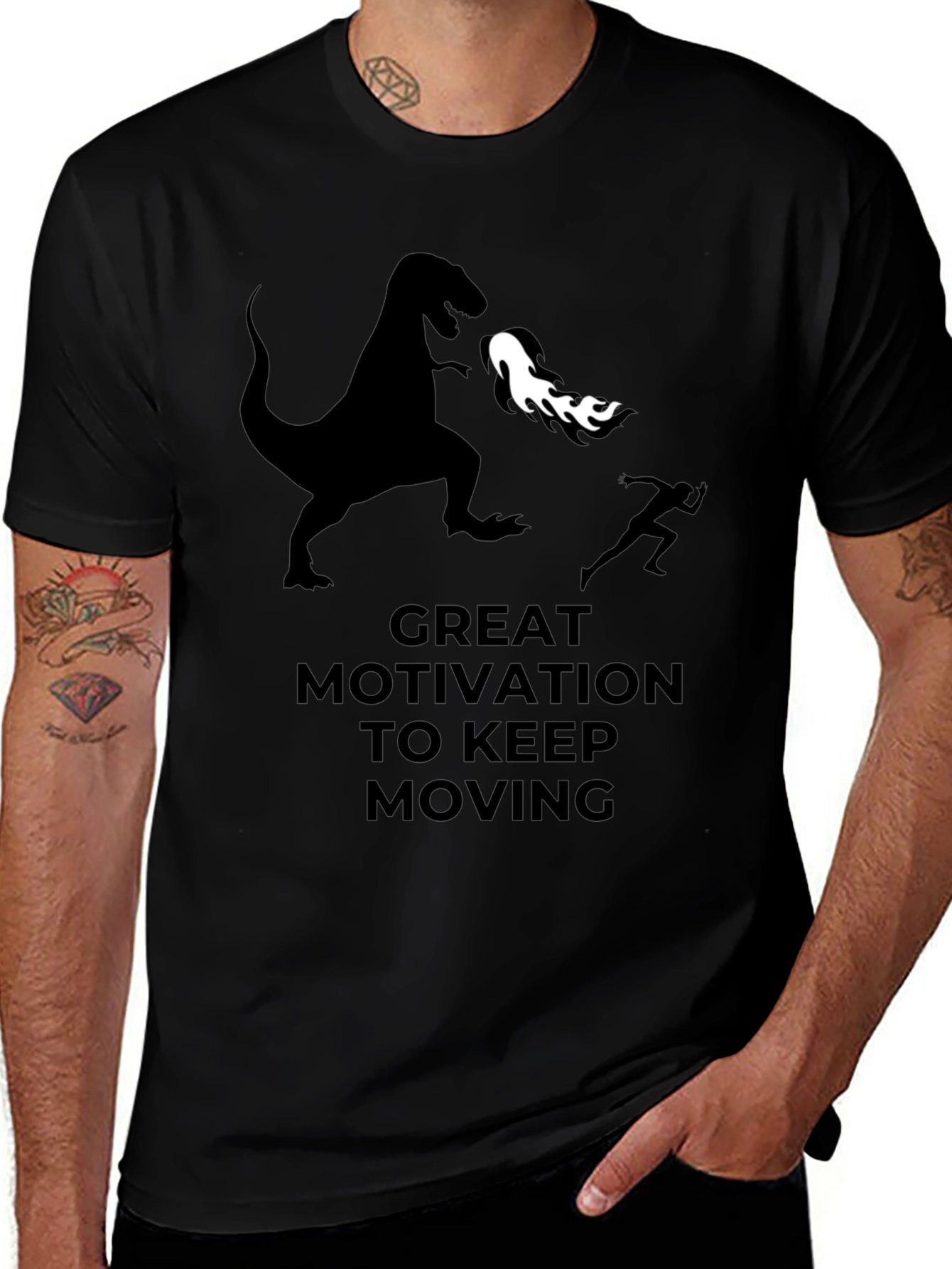 Motivational Dinosaur T-Shirt - Keep Moving!
