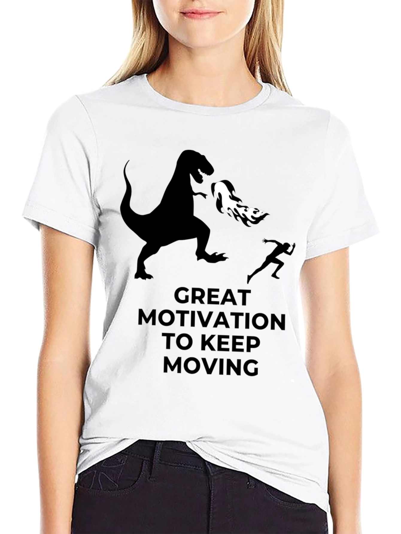 Motivational Dinosaur T-Shirt - Keep Moving!