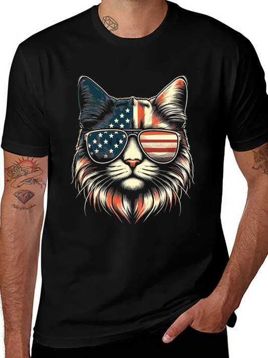 Patriotic Cat Sunglasses T-Shirt