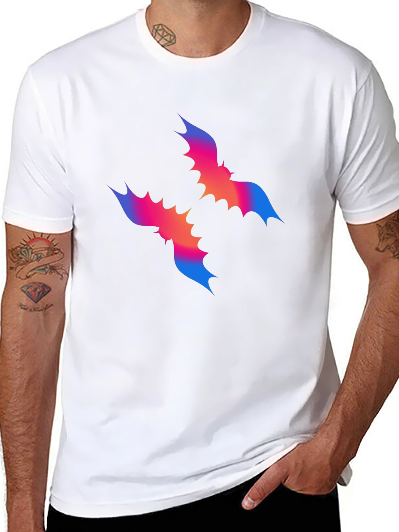 Abstract Bat Graphic Tee - Mens Black T-Shirt
