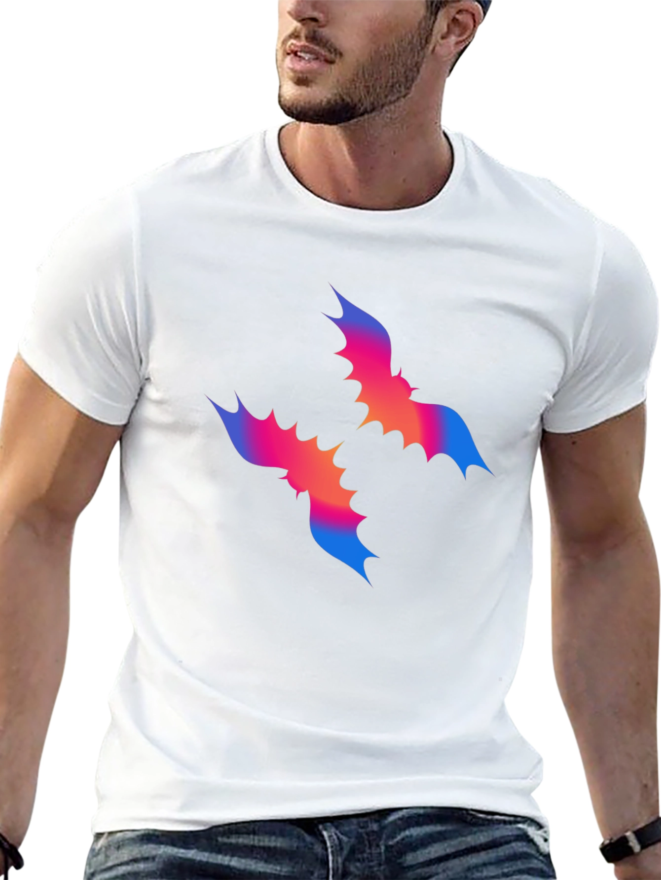 Abstract Bat Graphic Tee - Mens Black T-Shirt