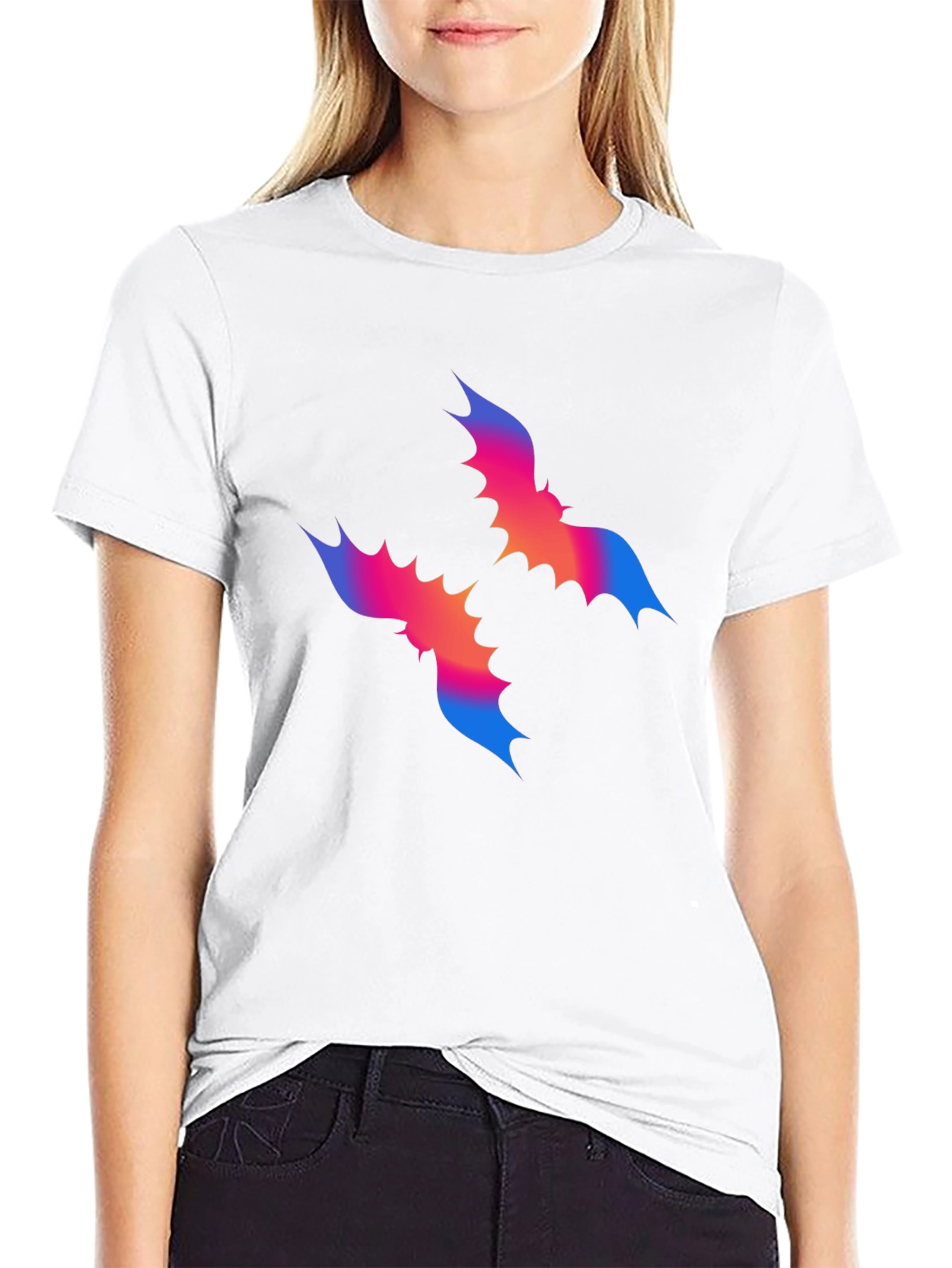 Abstract Bat Graphic Tee - Mens Black T-Shirt