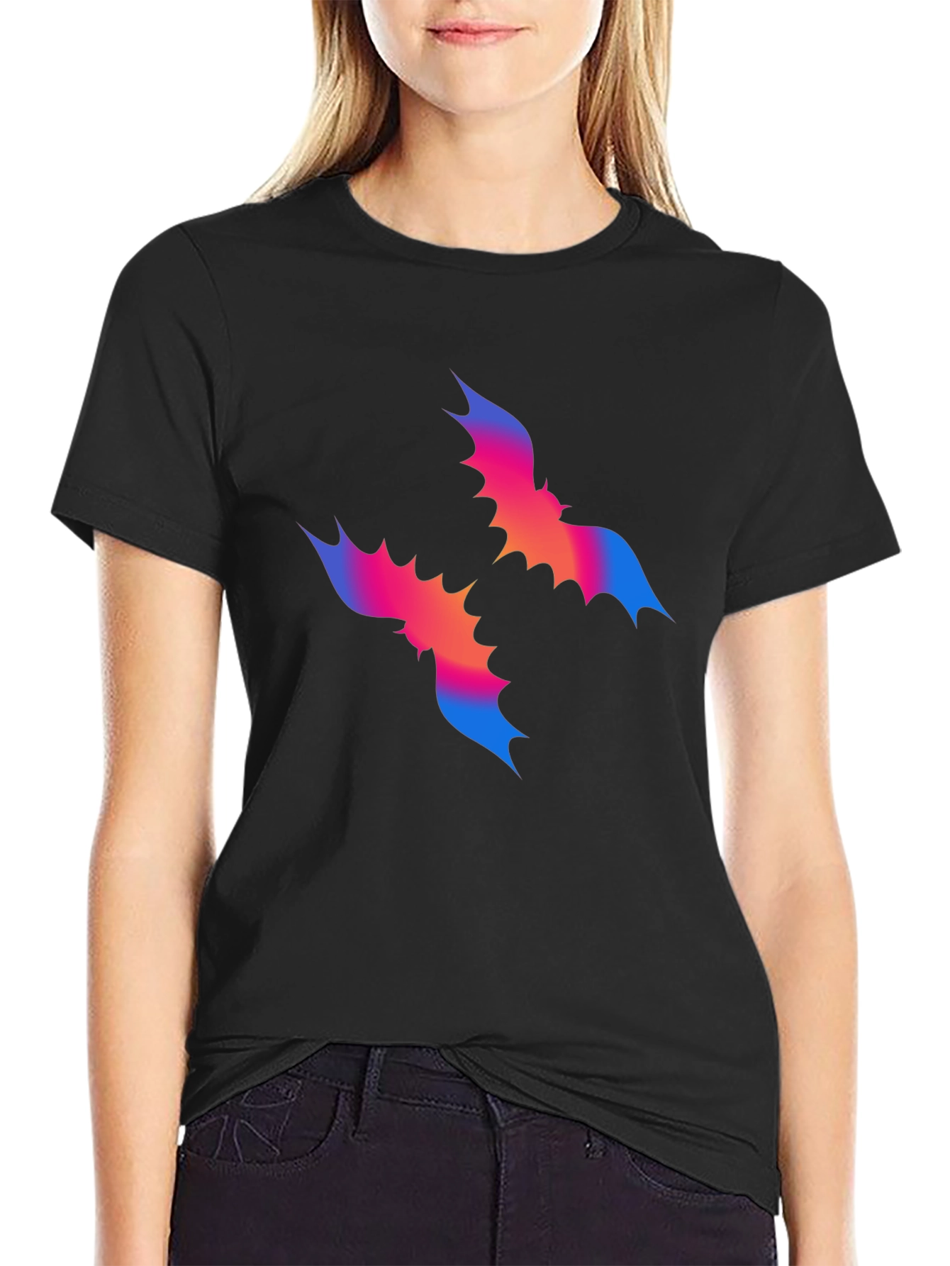 Abstract Bat Graphic Tee - Mens Black T-Shirt