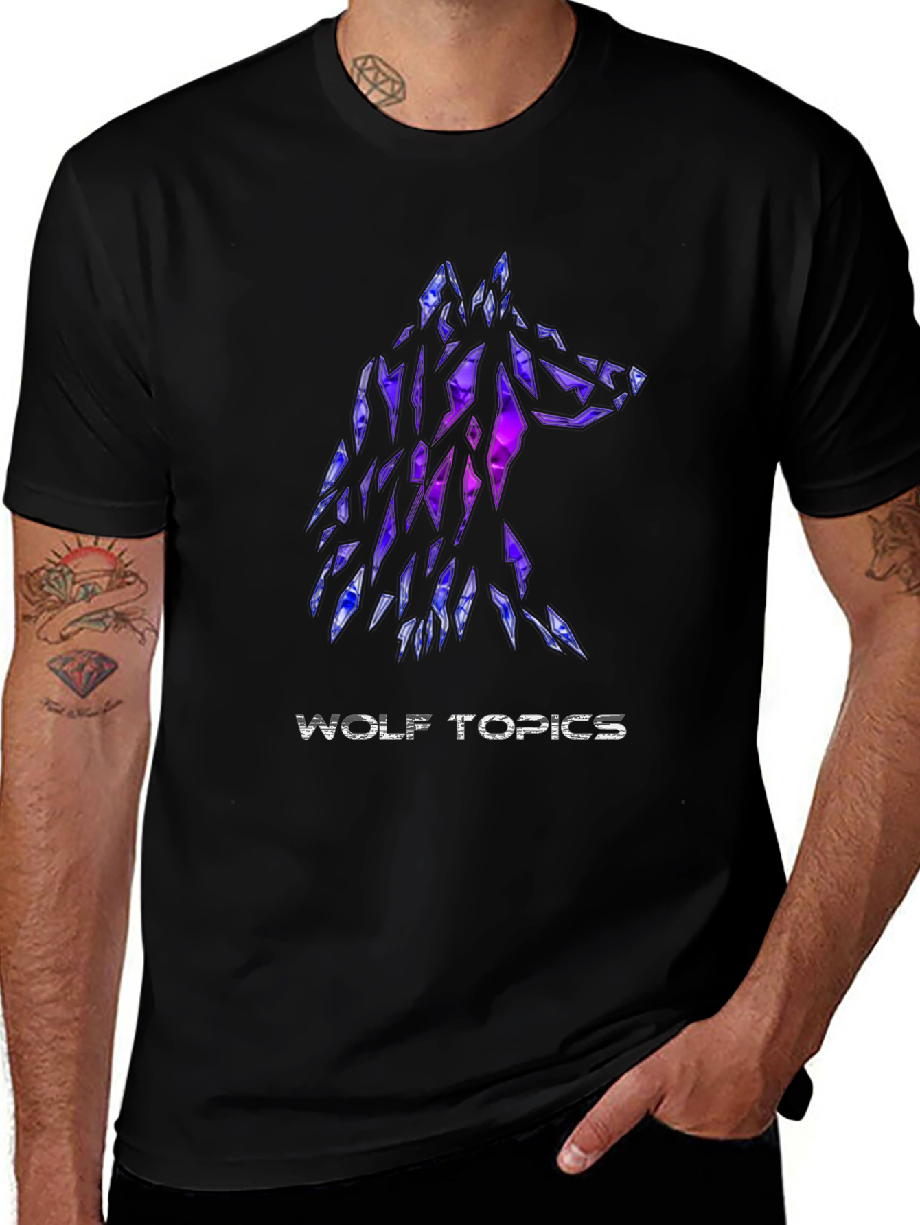 Wolf Topics Graphic Tee - Modern Black T-Shirt