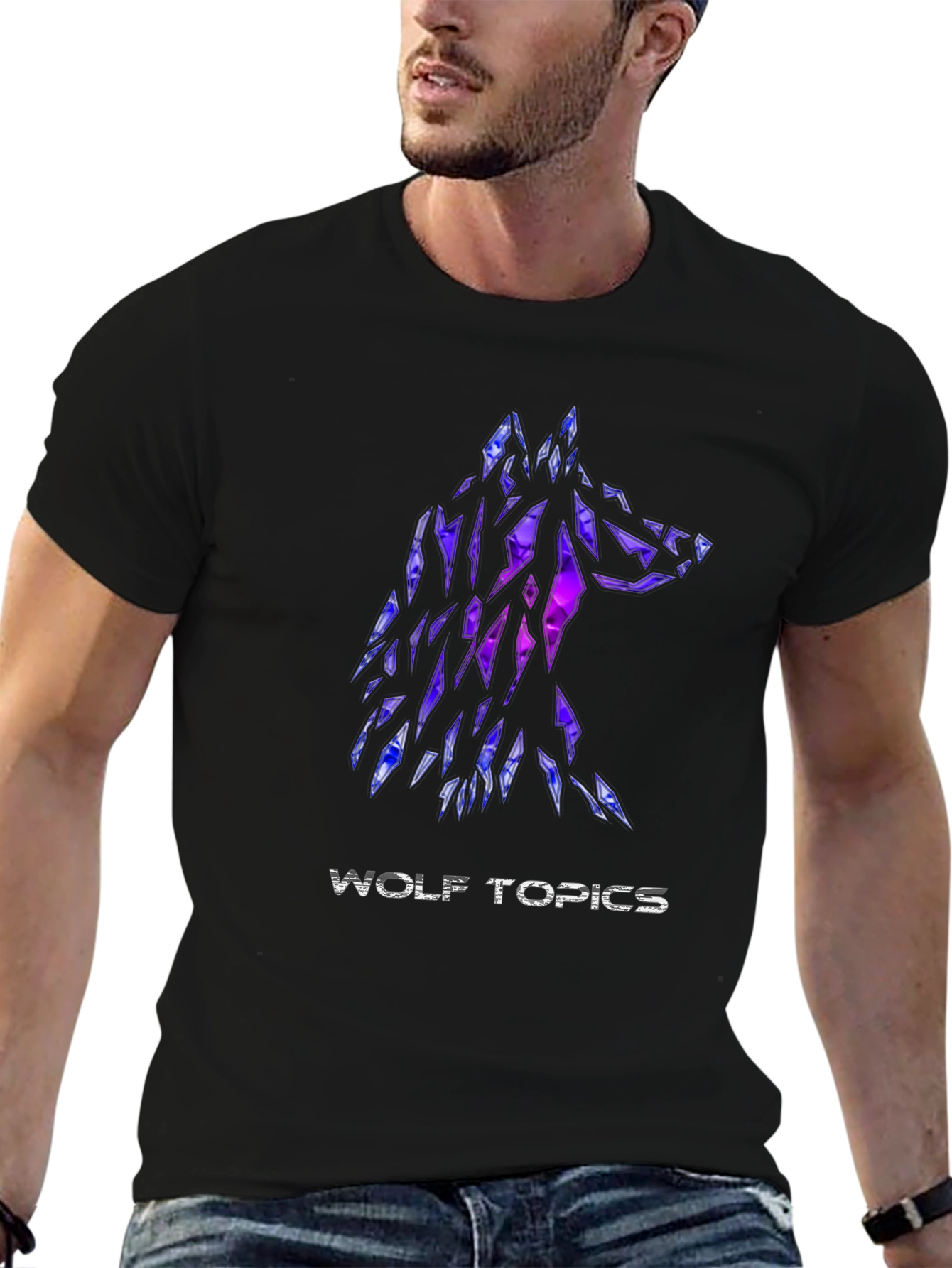 Wolf Topics Graphic Tee - Modern Black T-Shirt