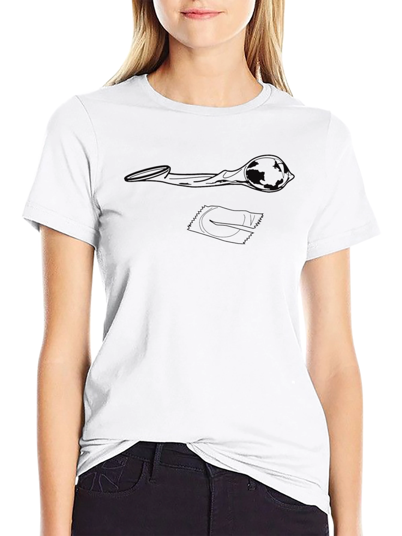 Mens Black T-Shirt - Novelty Condom Graphic Tee