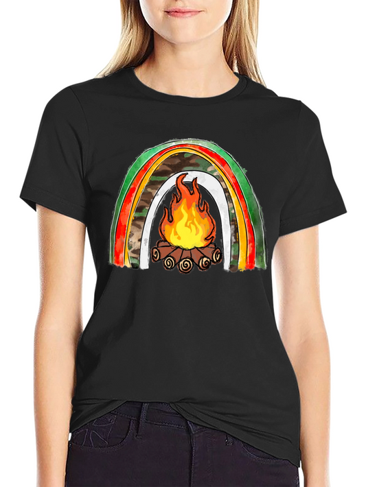 Camping Rainbow Campfire Graphic Tee