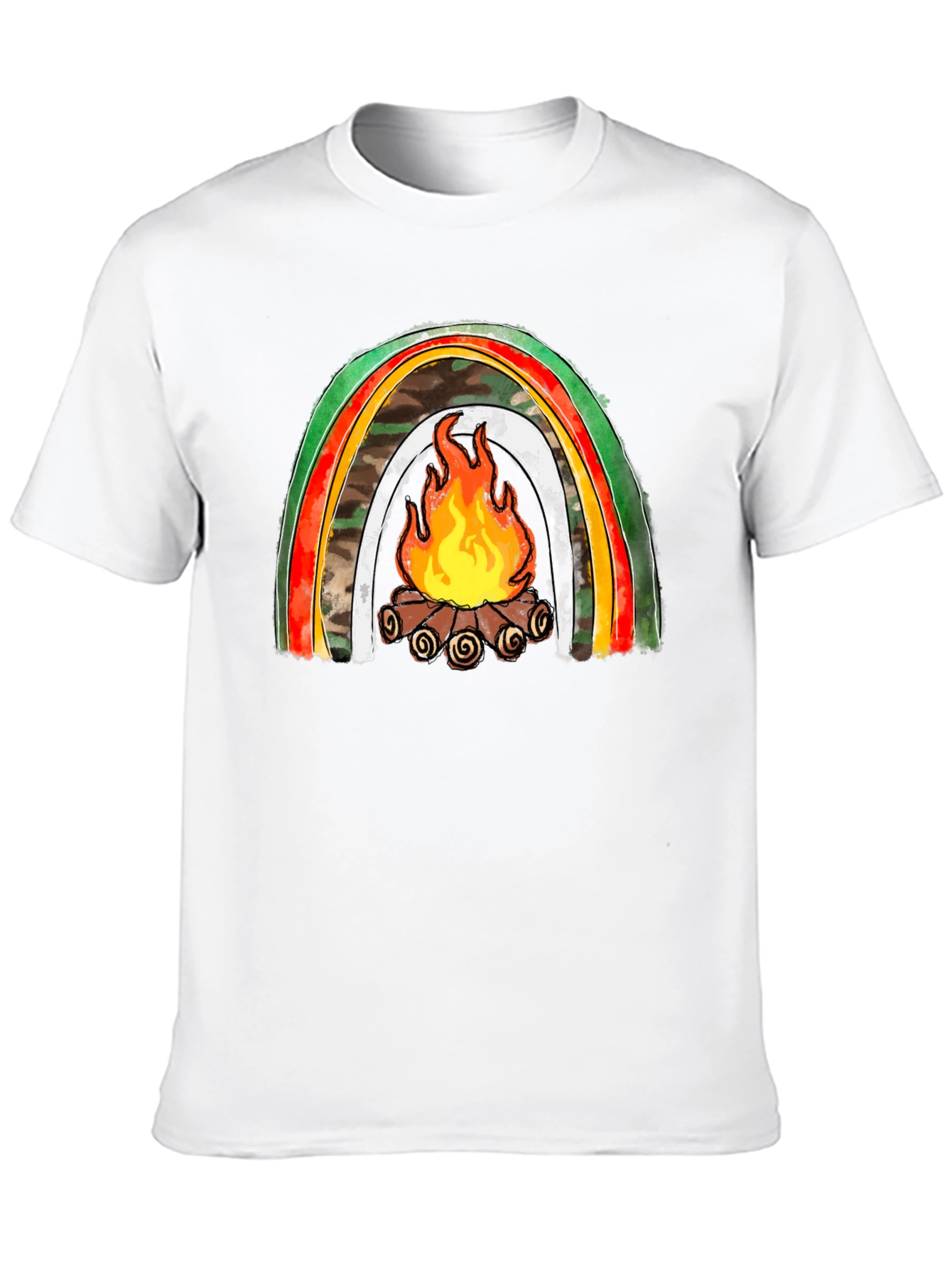 Camping Rainbow Campfire Graphic Tee