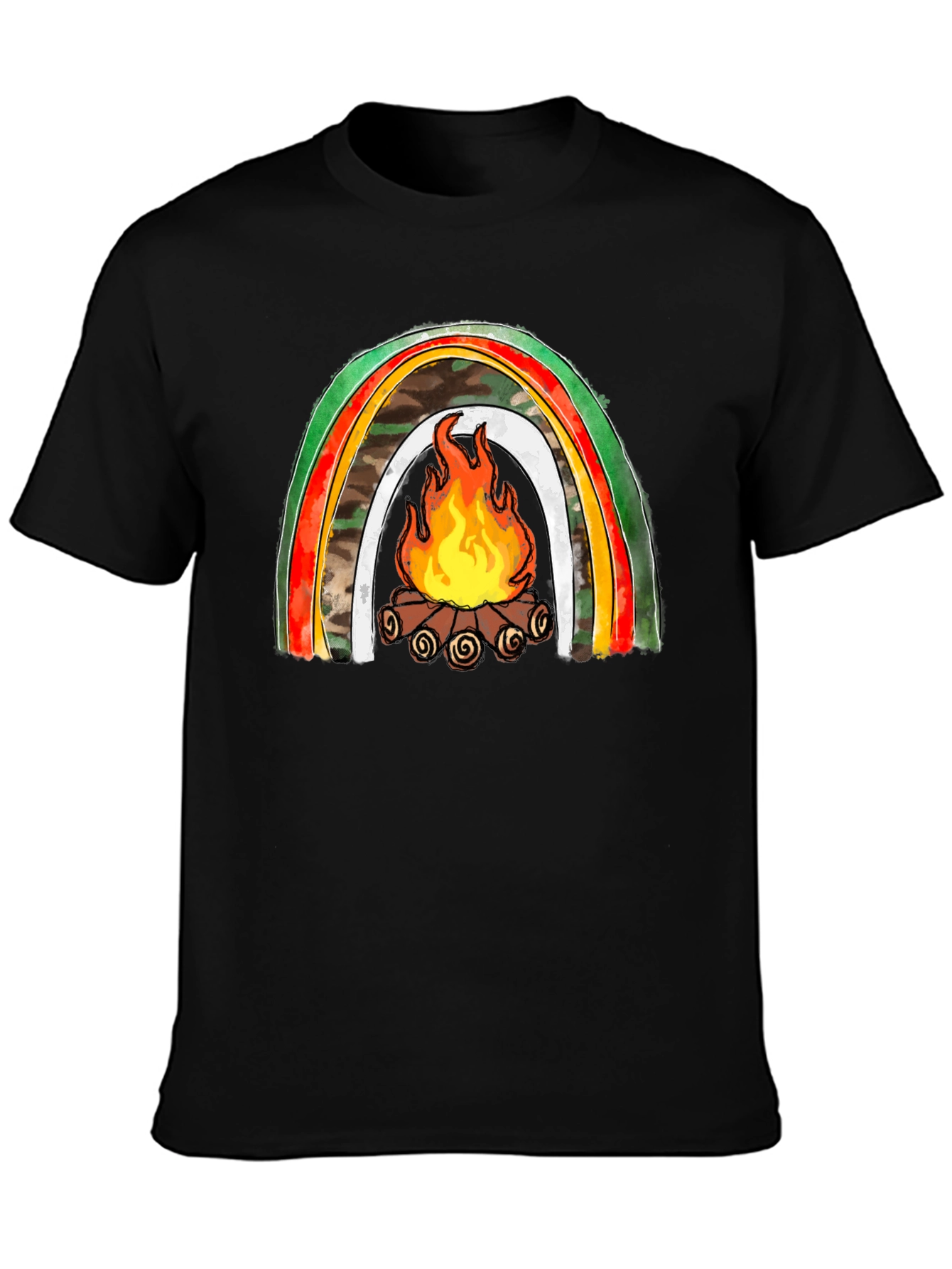 Camping Rainbow Campfire Graphic Tee