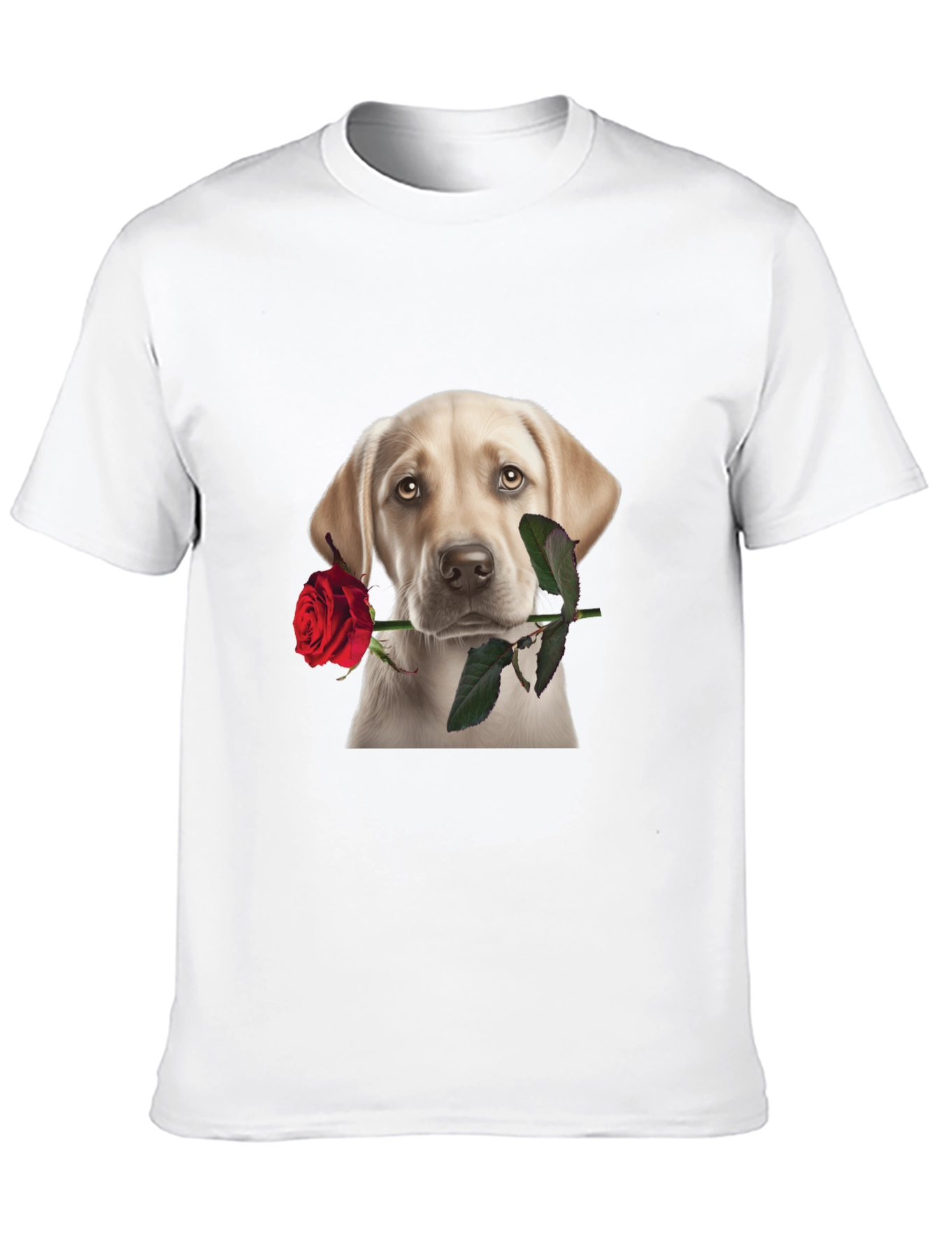 Dog with Rose Graphic T-Shirt