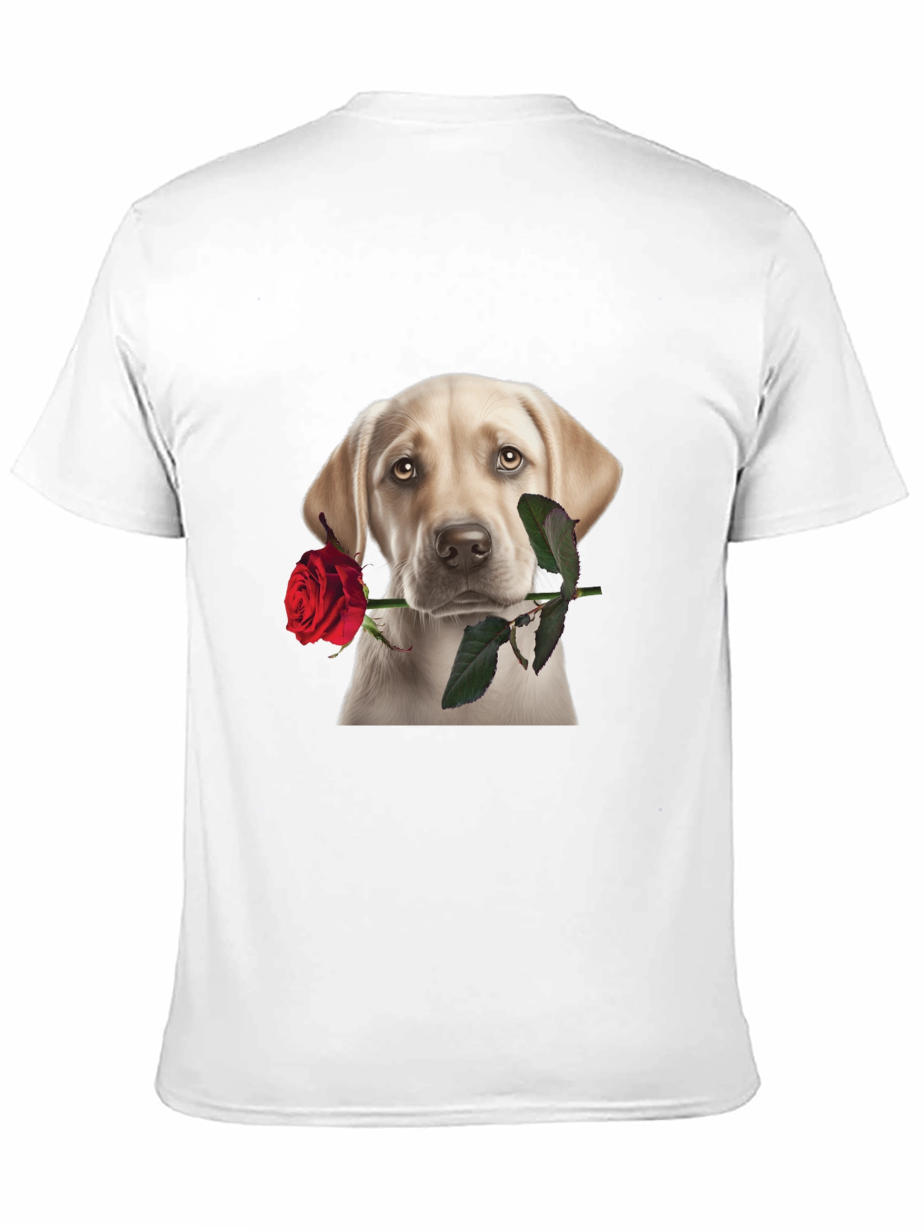 Dog with Rose Graphic T-Shirt