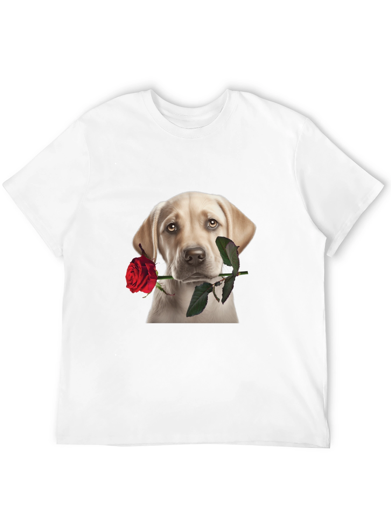 Dog with Rose Graphic T-Shirt