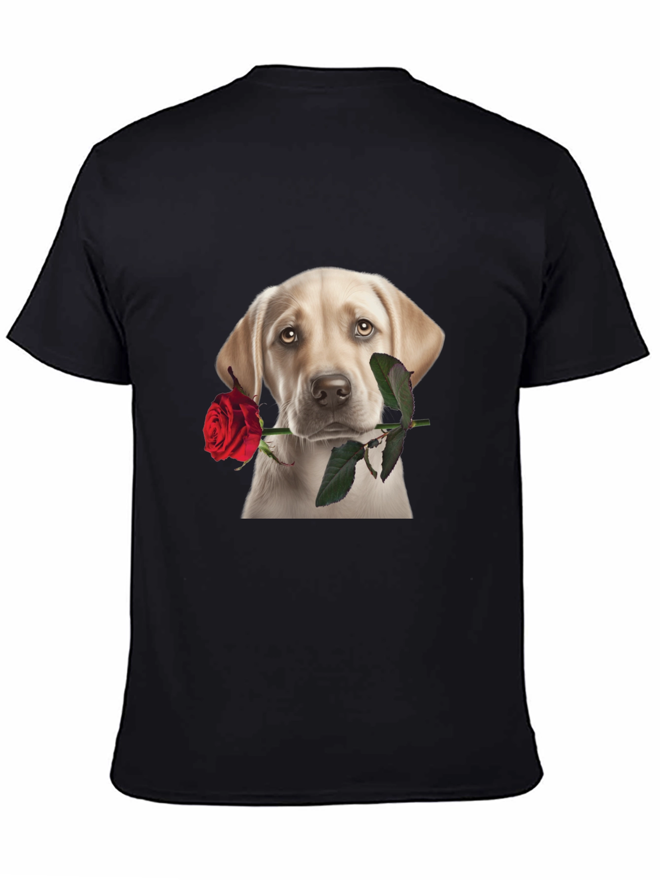 Dog with Rose Graphic T-Shirt