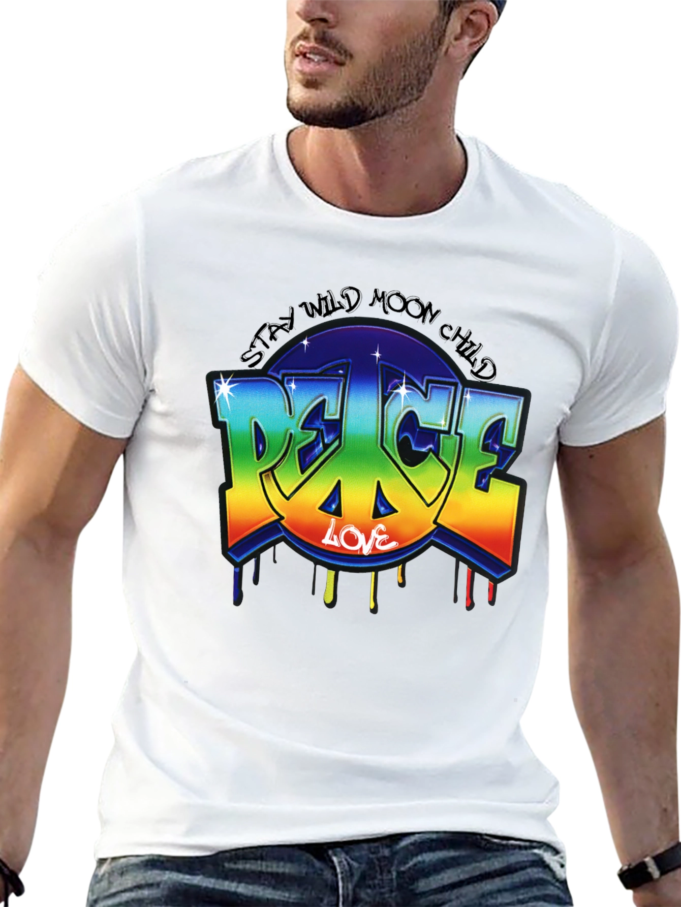 Peace Love Moon Child Graphic T-Shirt