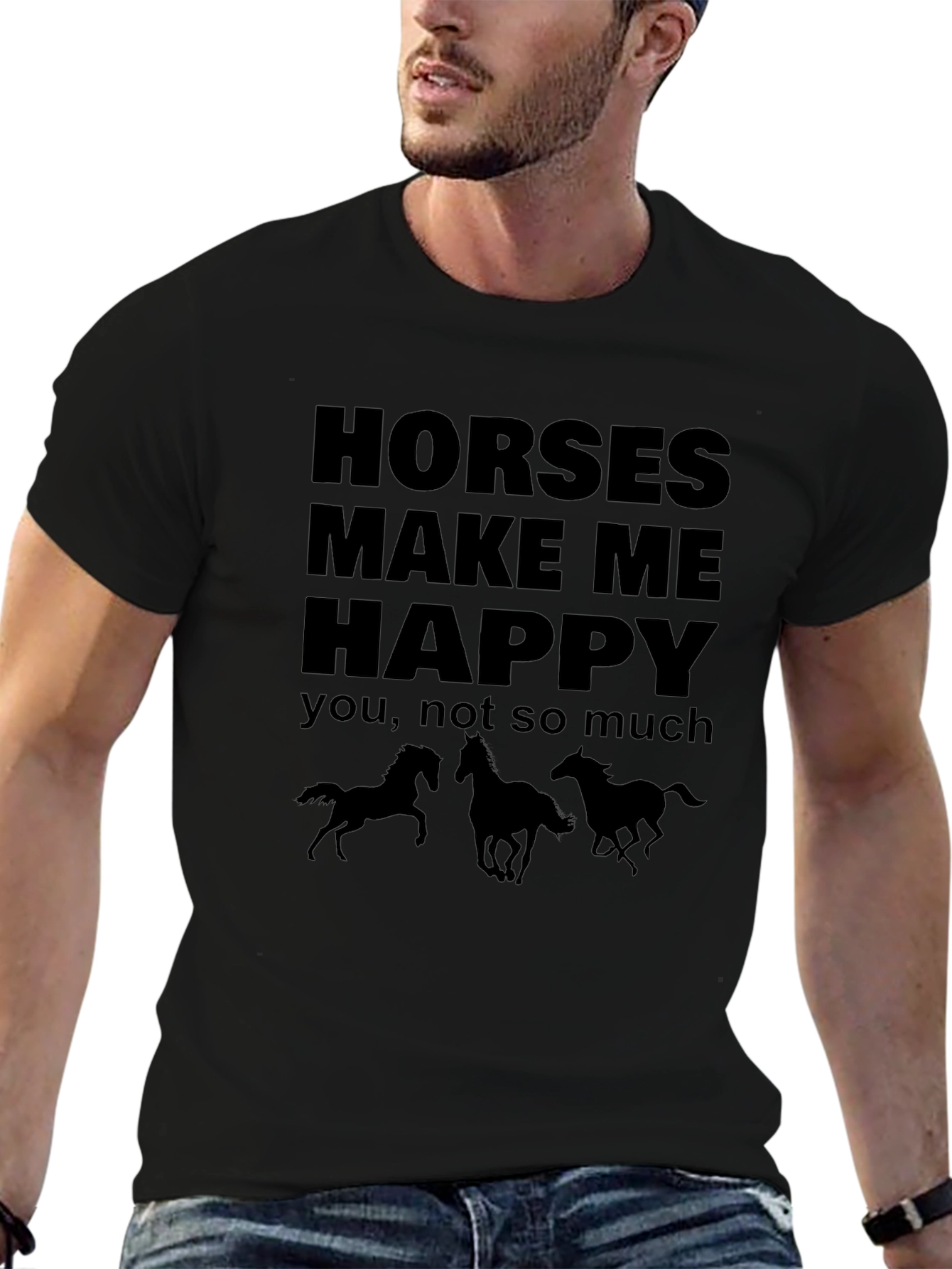 Horses Make Me Happy Graphic T-Shirt