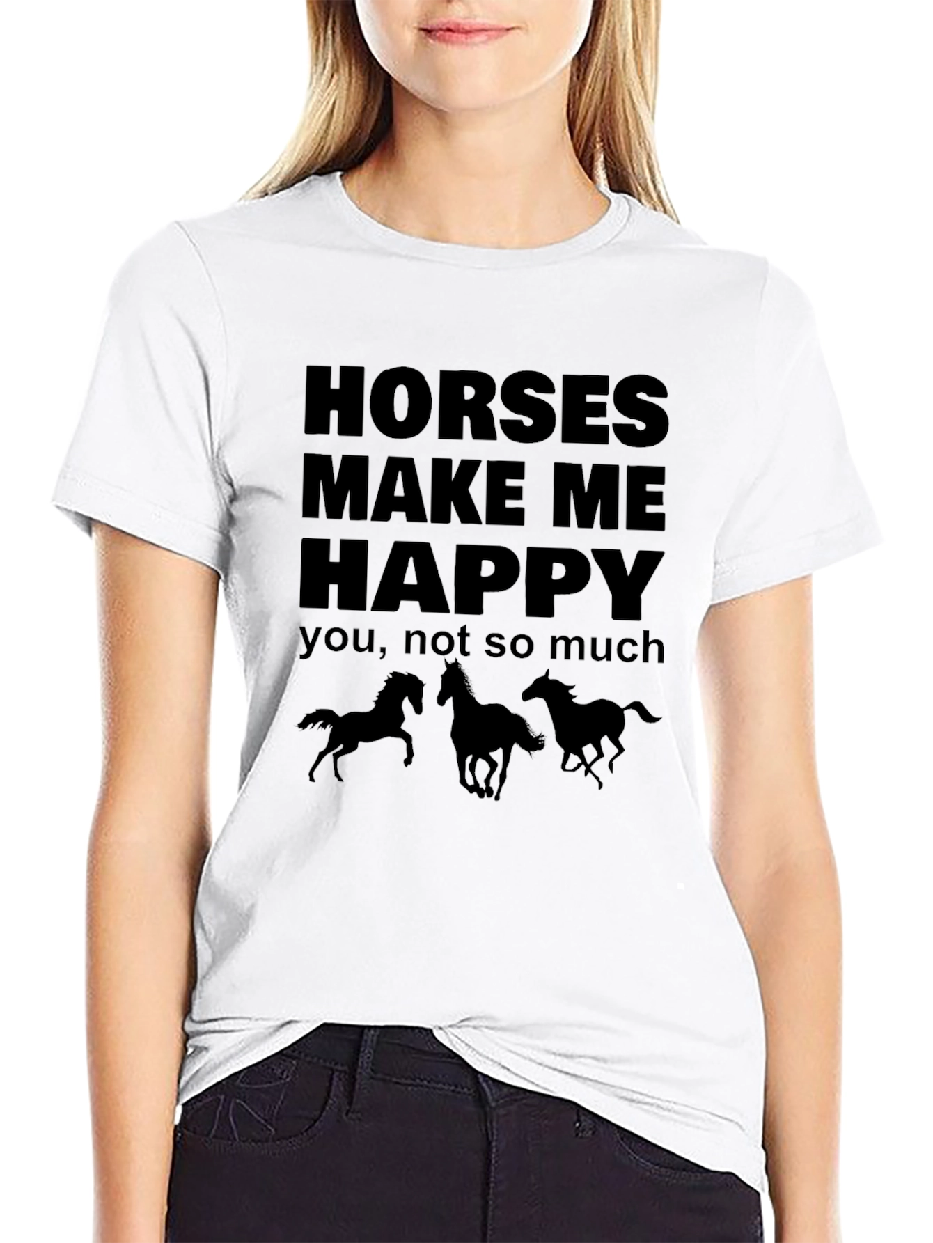 Horses Make Me Happy Graphic T-Shirt