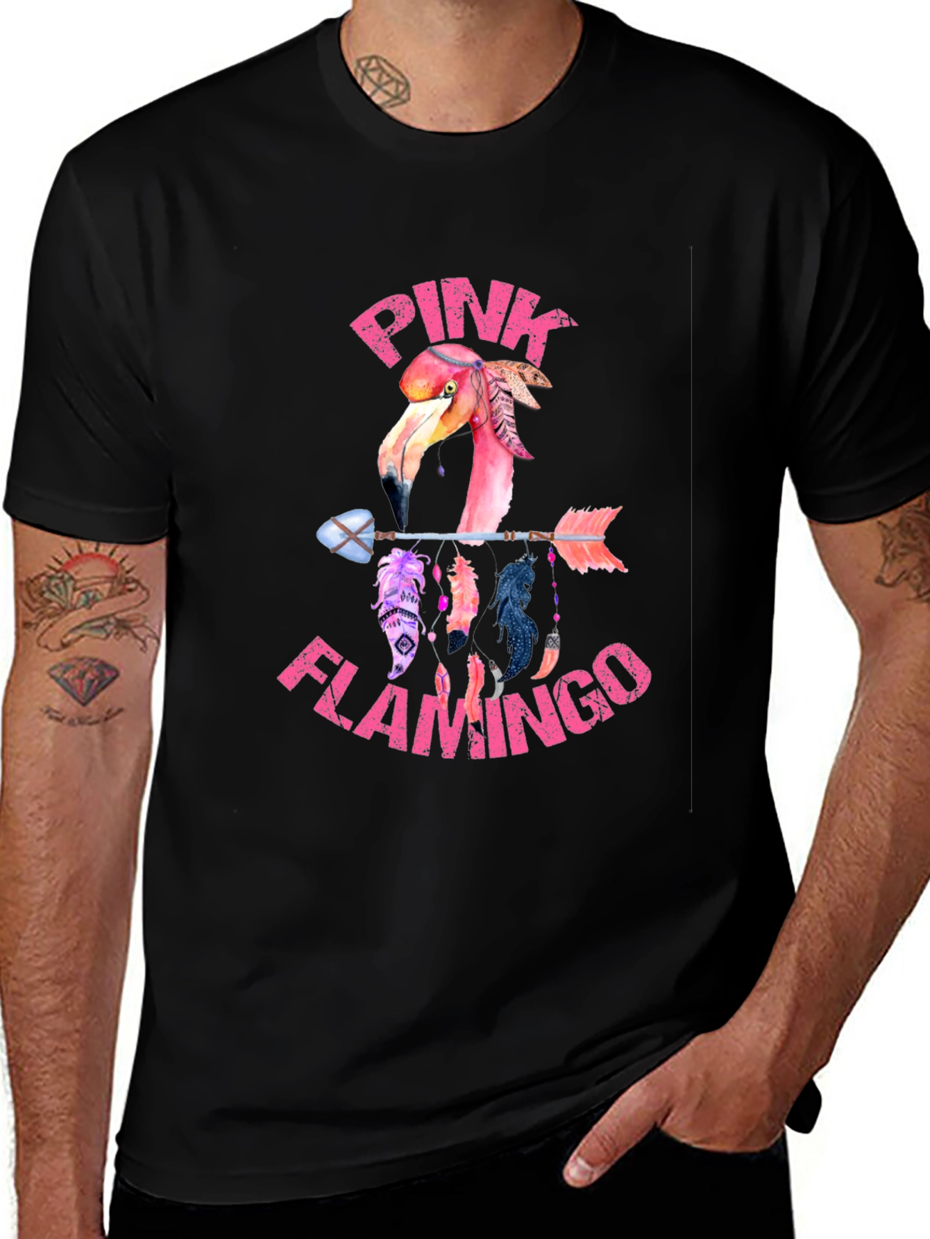 Pink Flamingo Arrow T-Shirt - Unique Graphic Tee