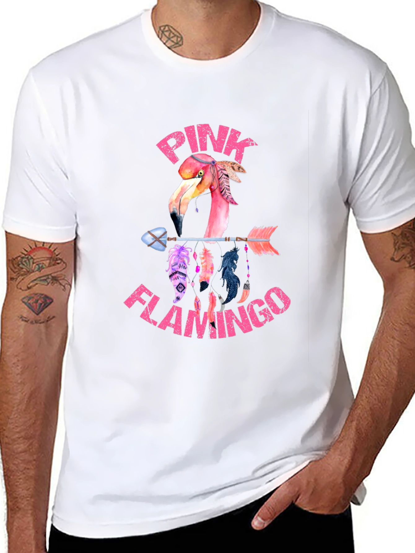 Pink Flamingo Arrow T-Shirt - Unique Graphic Tee