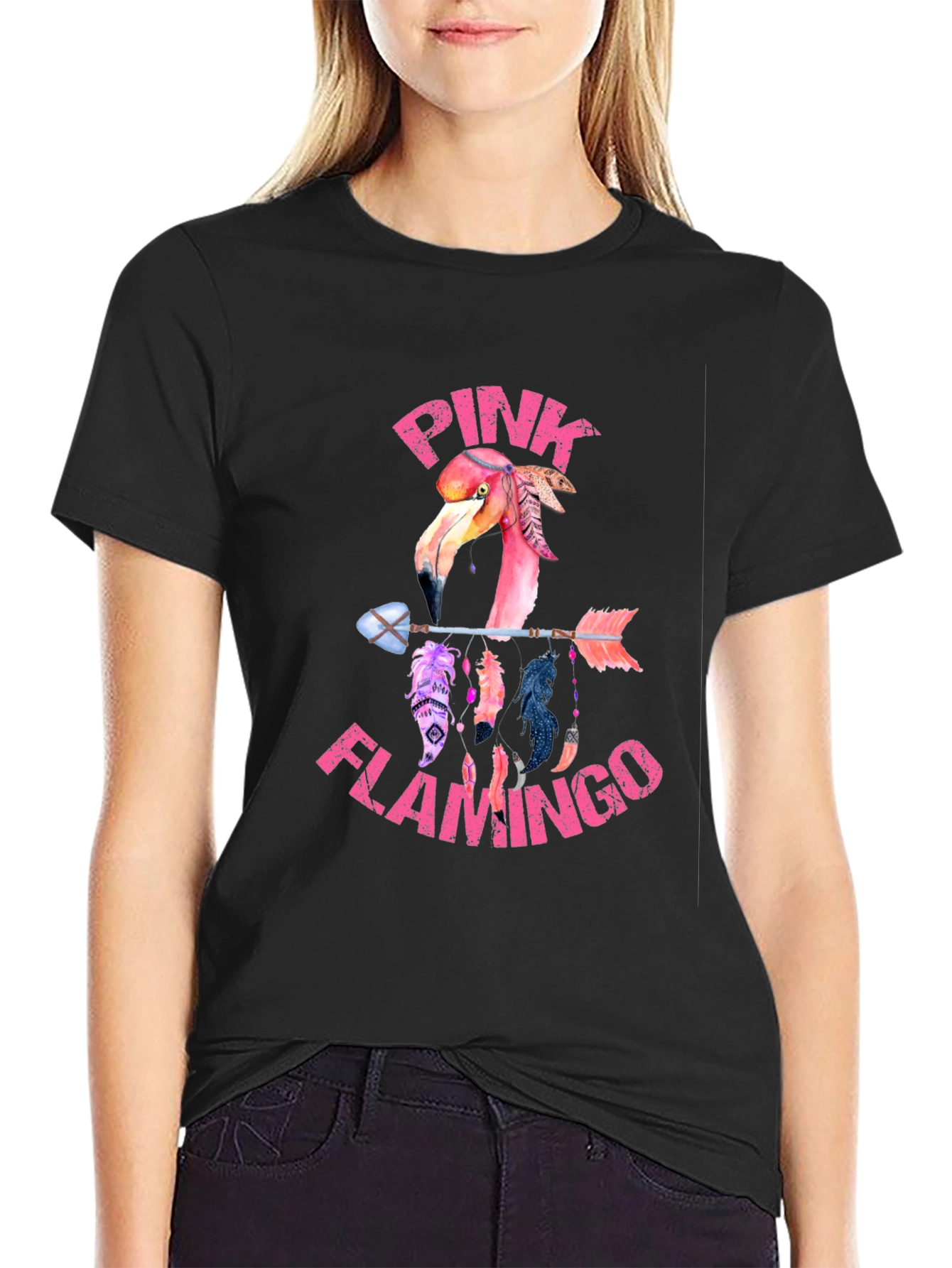 Pink Flamingo Arrow T-Shirt - Unique Graphic Tee