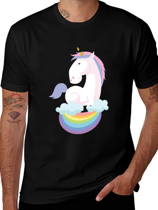 Unicorn Rainbow Cloud Graphic Tee - Black