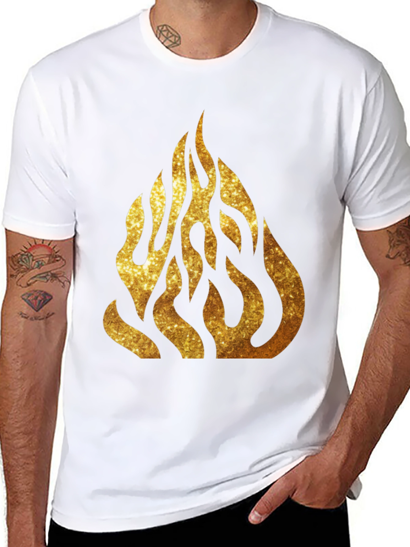 Golden Flame Graphic Black T-Shirt