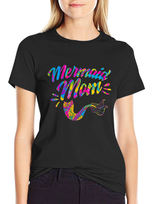 Mermaid Mom Black Graphic Tee