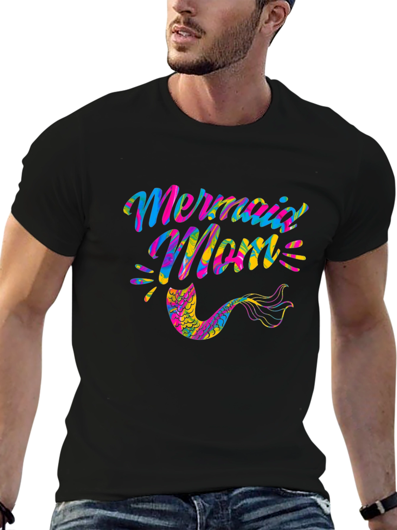 Mermaid Mom Black Graphic Tee