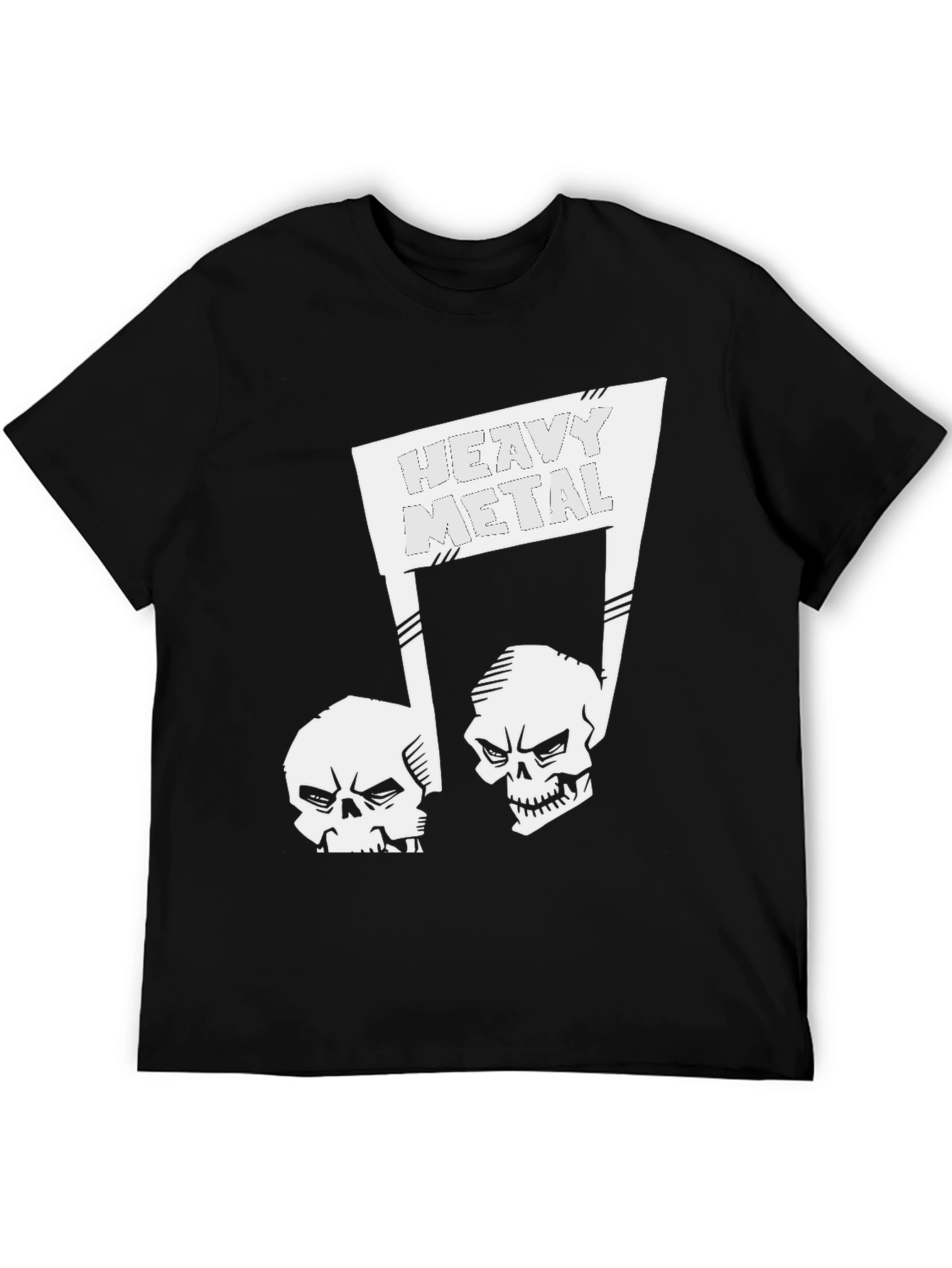 Heavy Metal Skulls Black Graphic T-Shirt