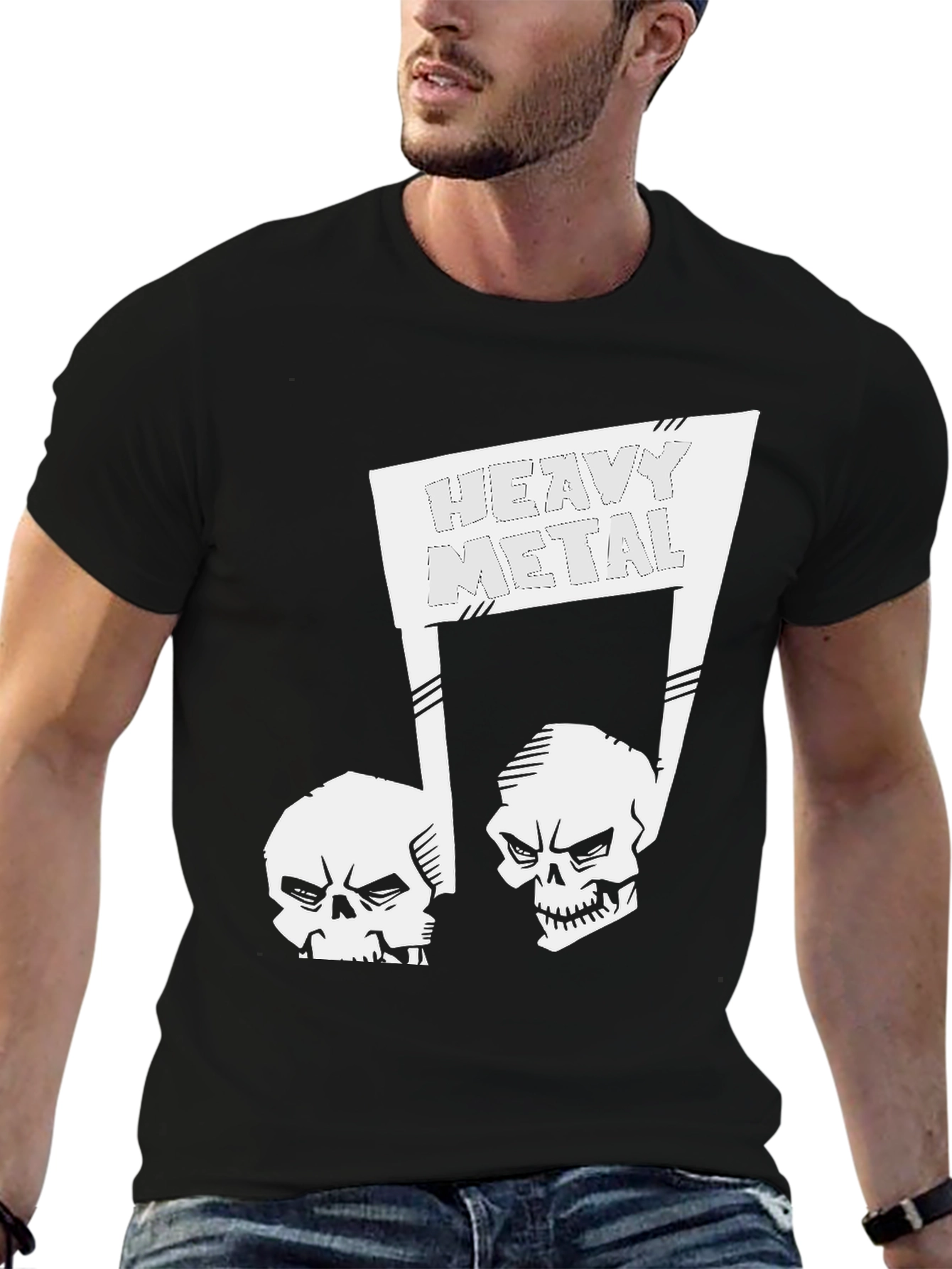 Heavy Metal Skulls Black Graphic T-Shirt