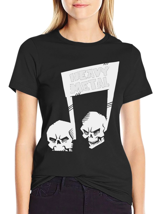 Heavy Metal Skulls Black Graphic T-Shirt