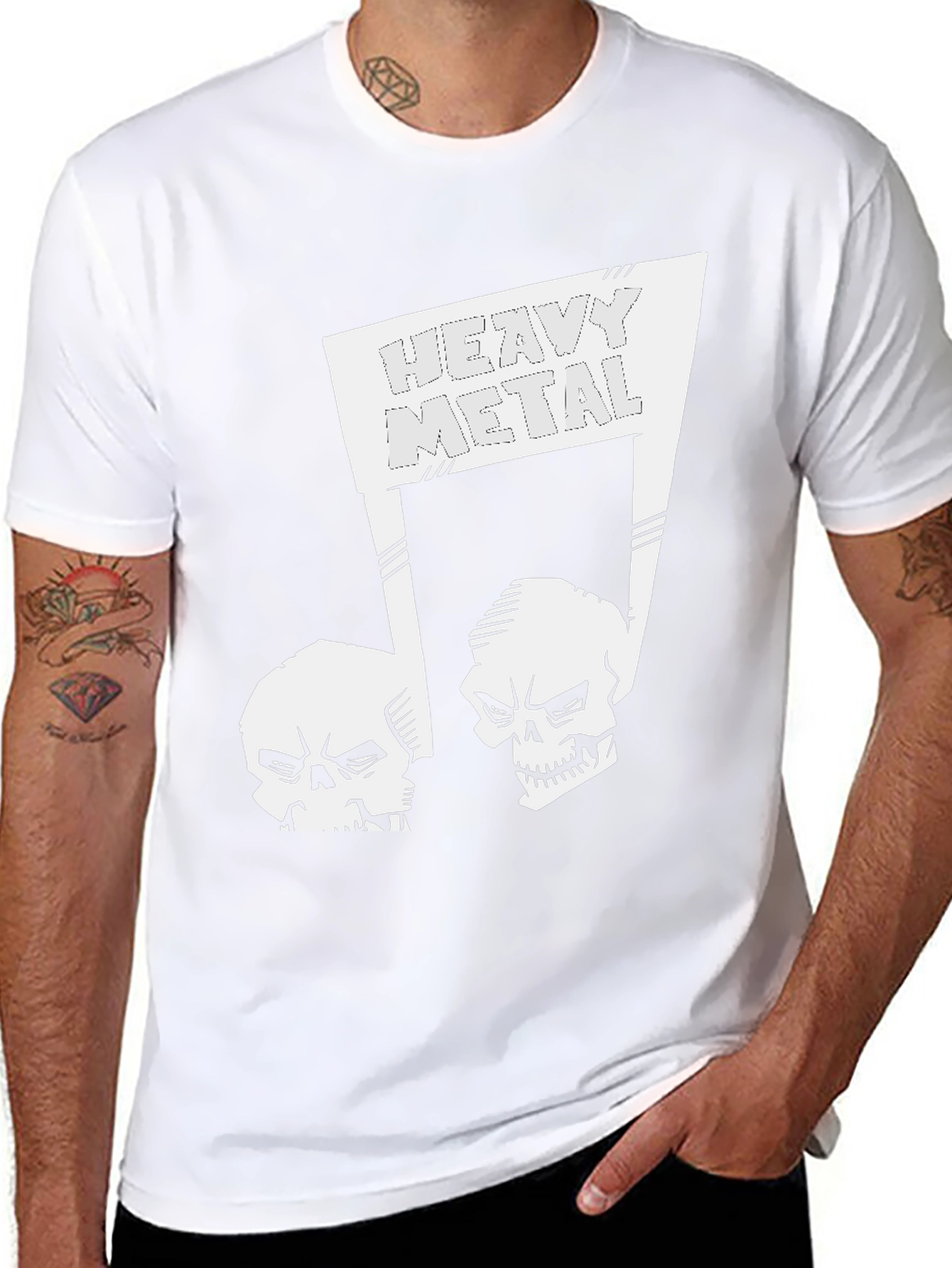 Heavy Metal Skulls Black Graphic T-Shirt