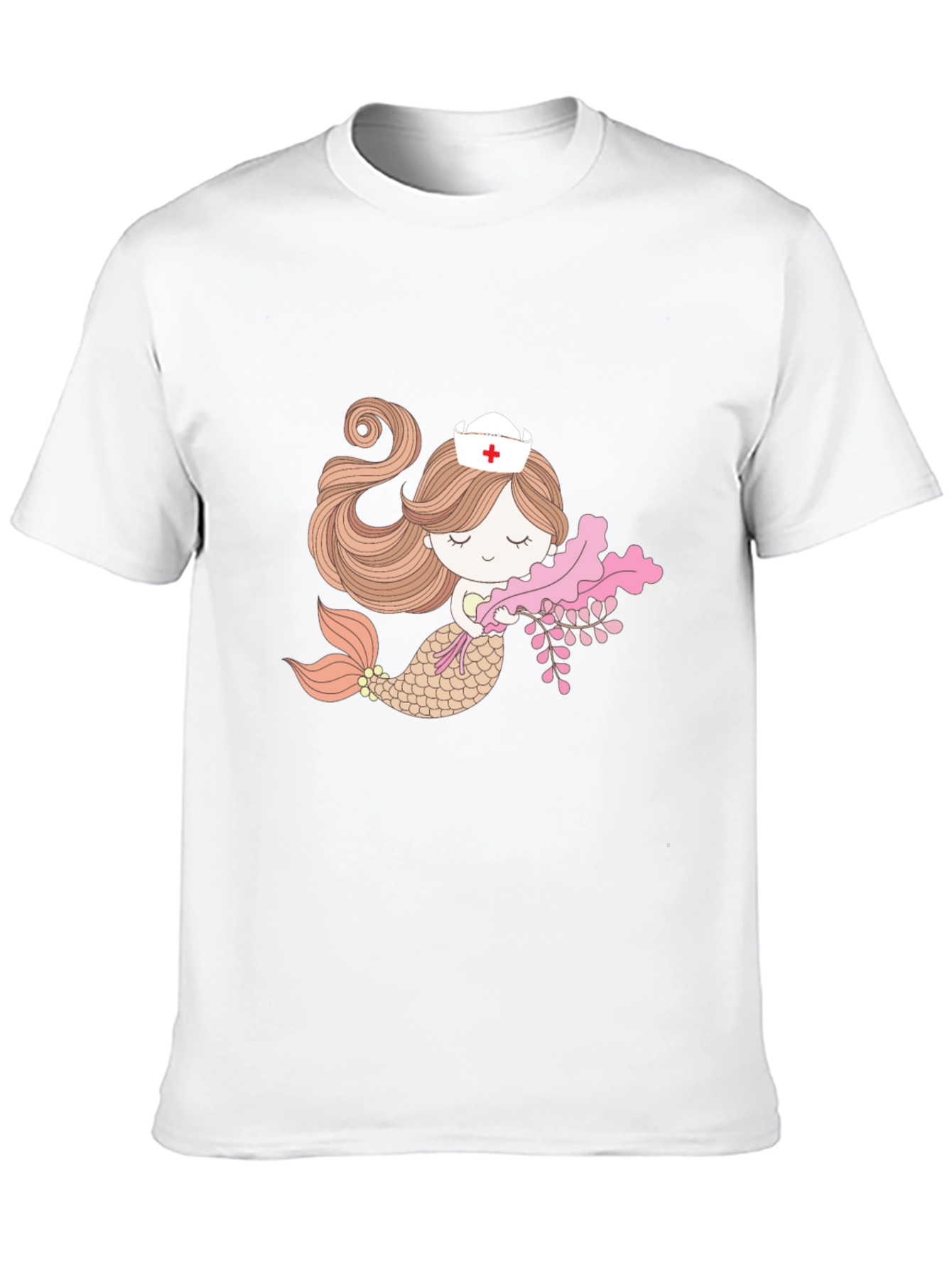 Mermaid Nurse Graphic Tee - Black Cotton T-Shirt