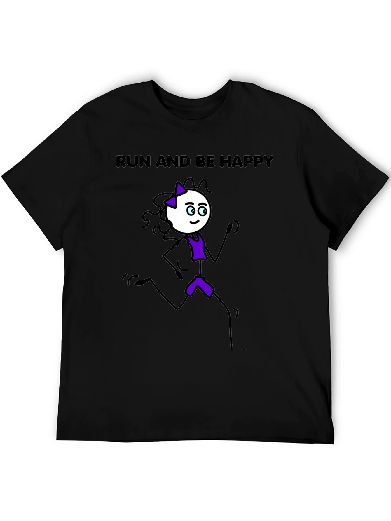 Run and Be Happy T-Shirt - Stick Figure Design