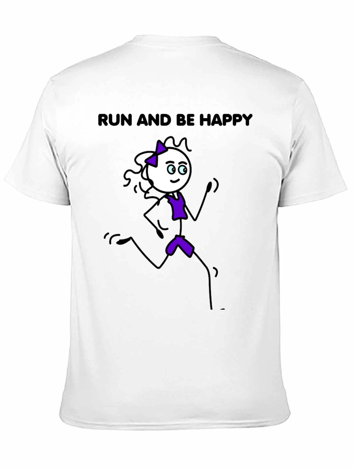 Run and Be Happy T-Shirt - Stick Figure Design