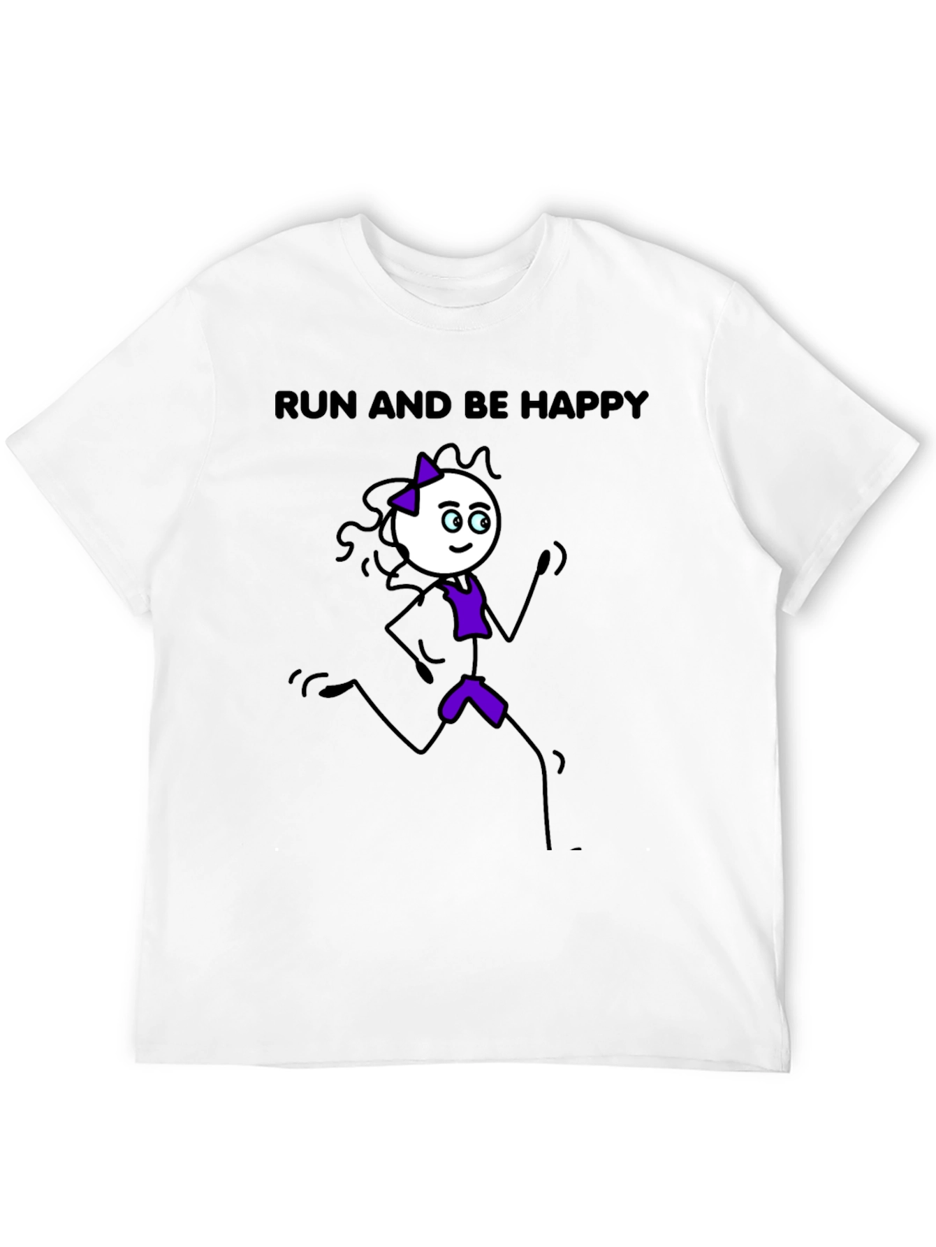 Run and Be Happy T-Shirt - Stick Figure Design