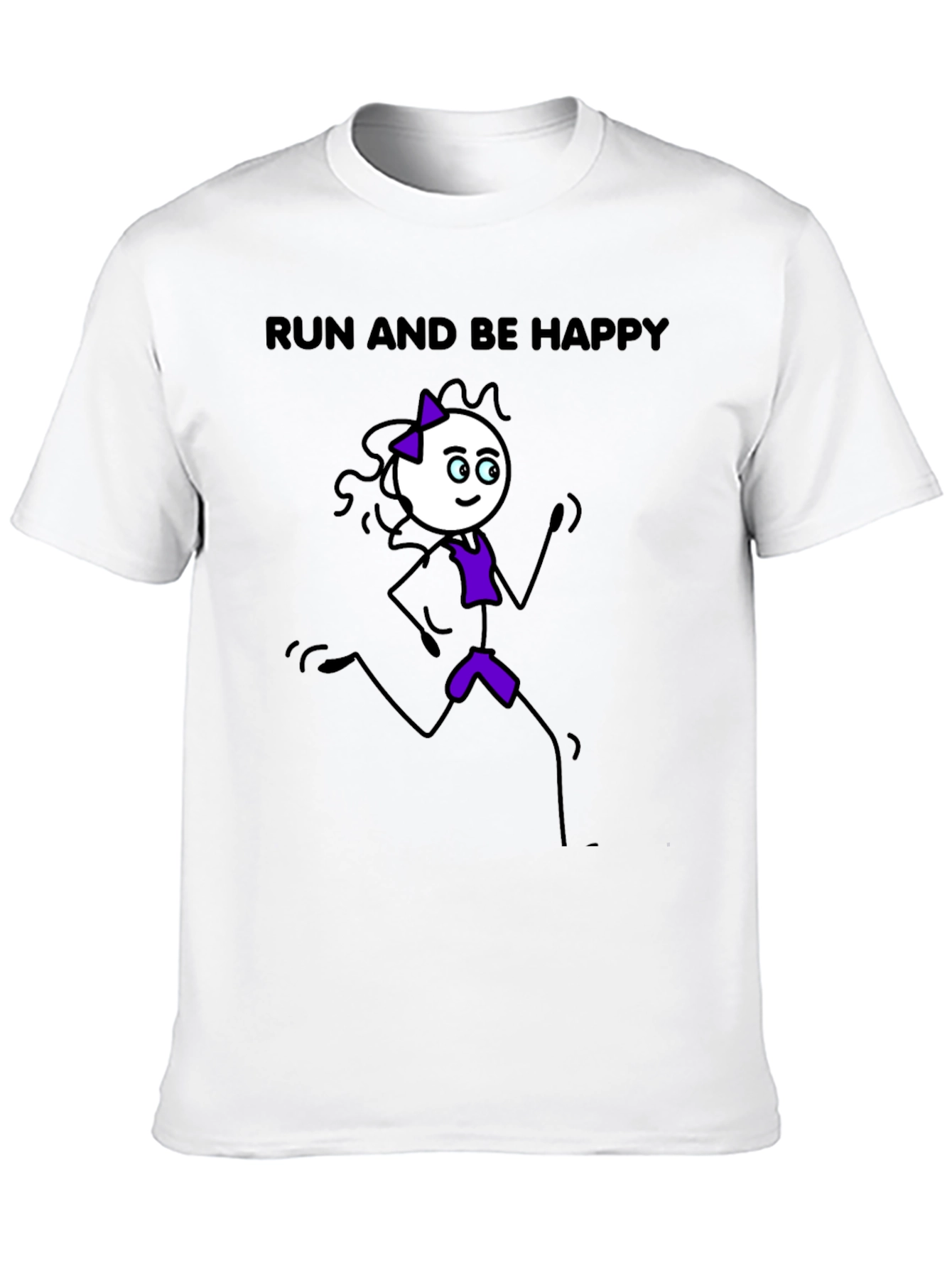 Run and Be Happy T-Shirt - Stick Figure Design
