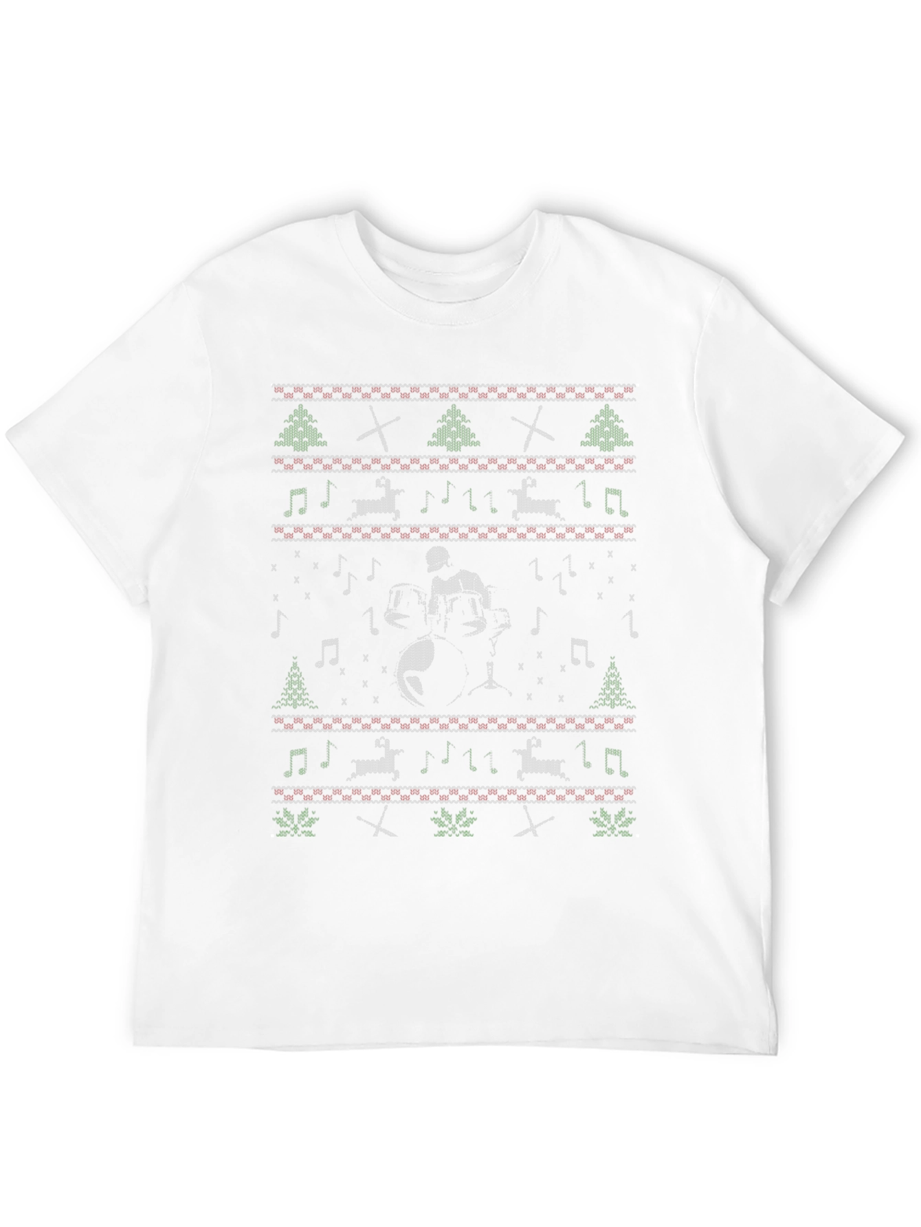 Drummer Christmas Pattern Black T-Shirt