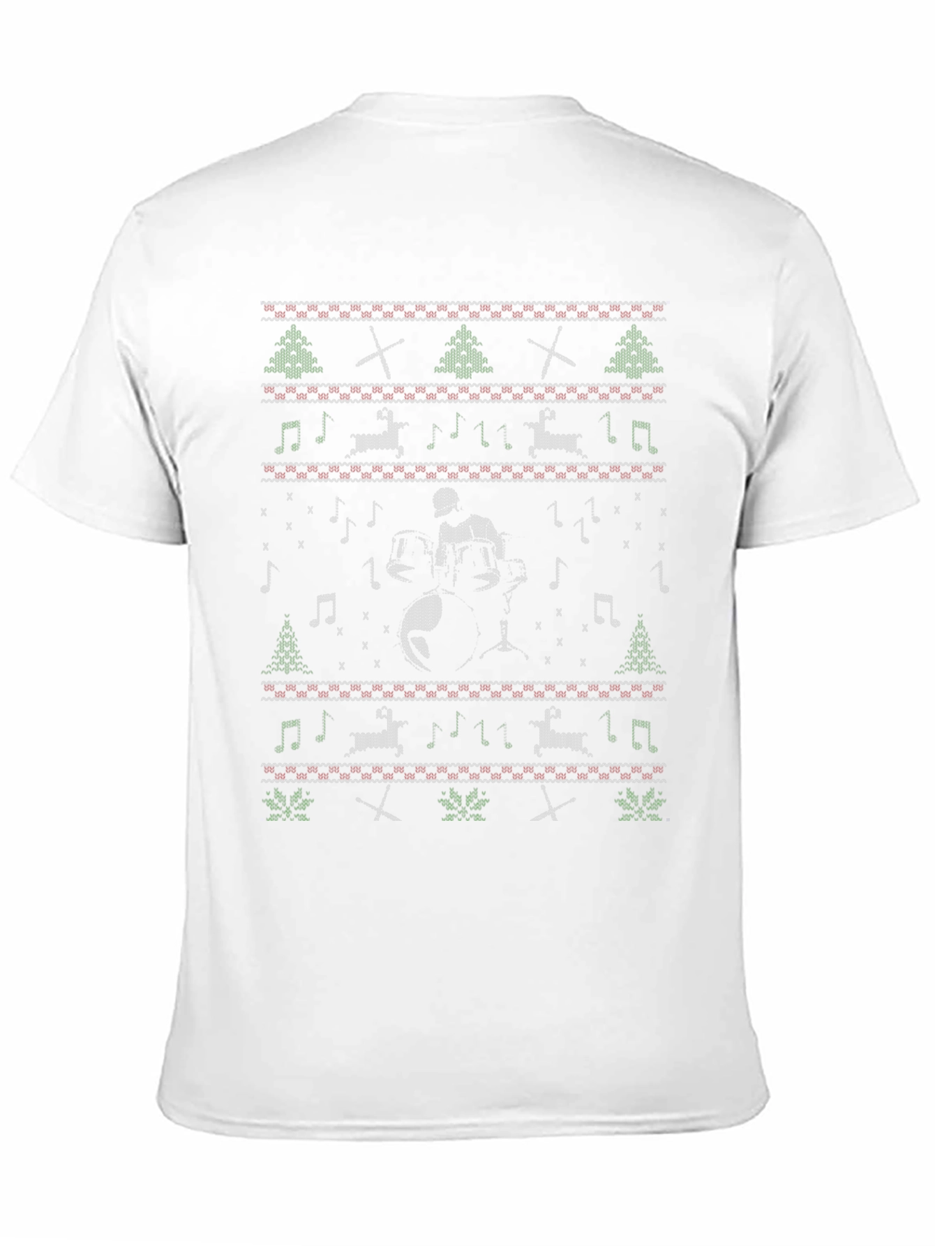 Drummer Christmas Pattern Black T-Shirt