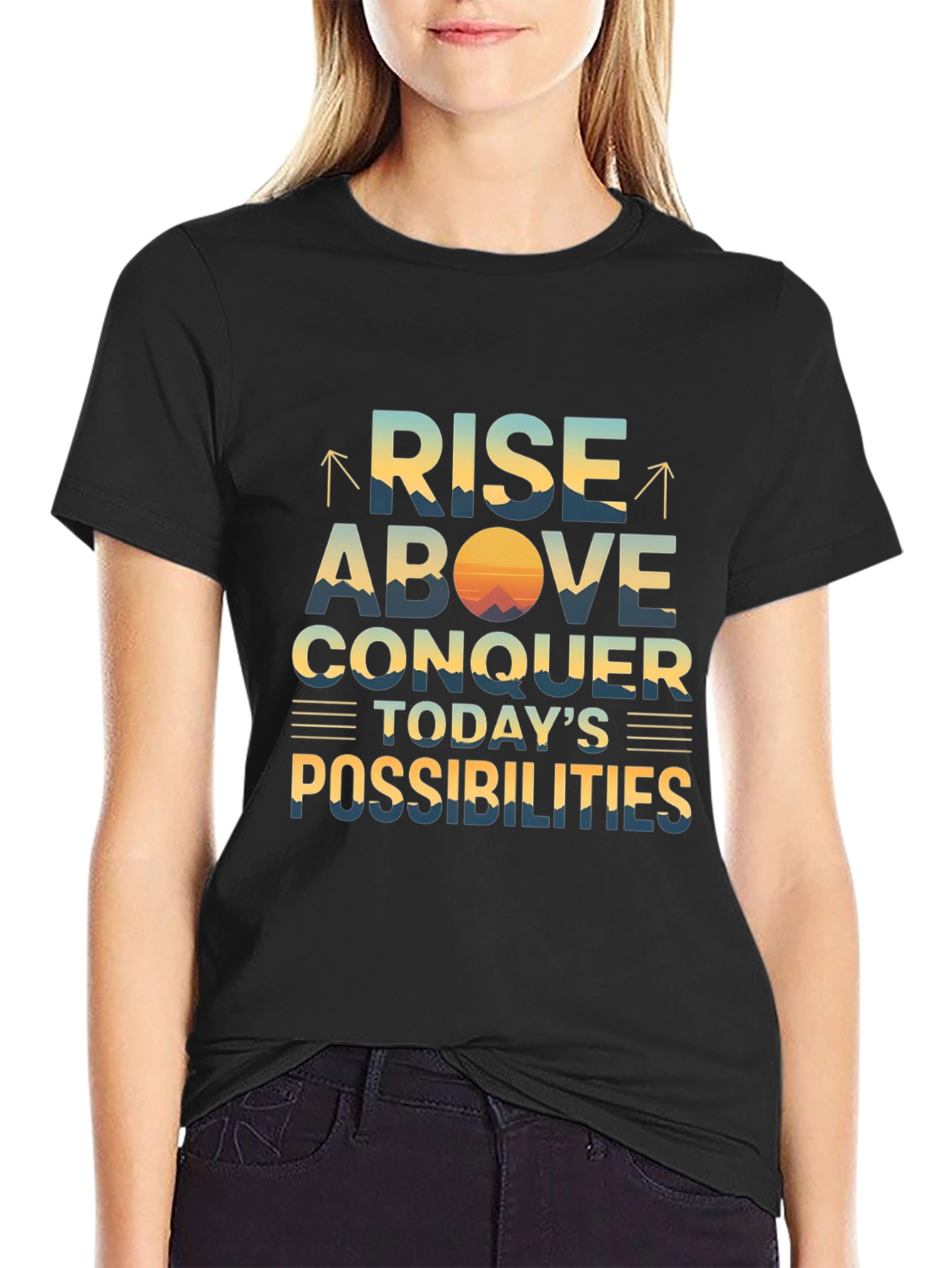 Inspirational Graphic T-Shirt - Rise Above Conquer