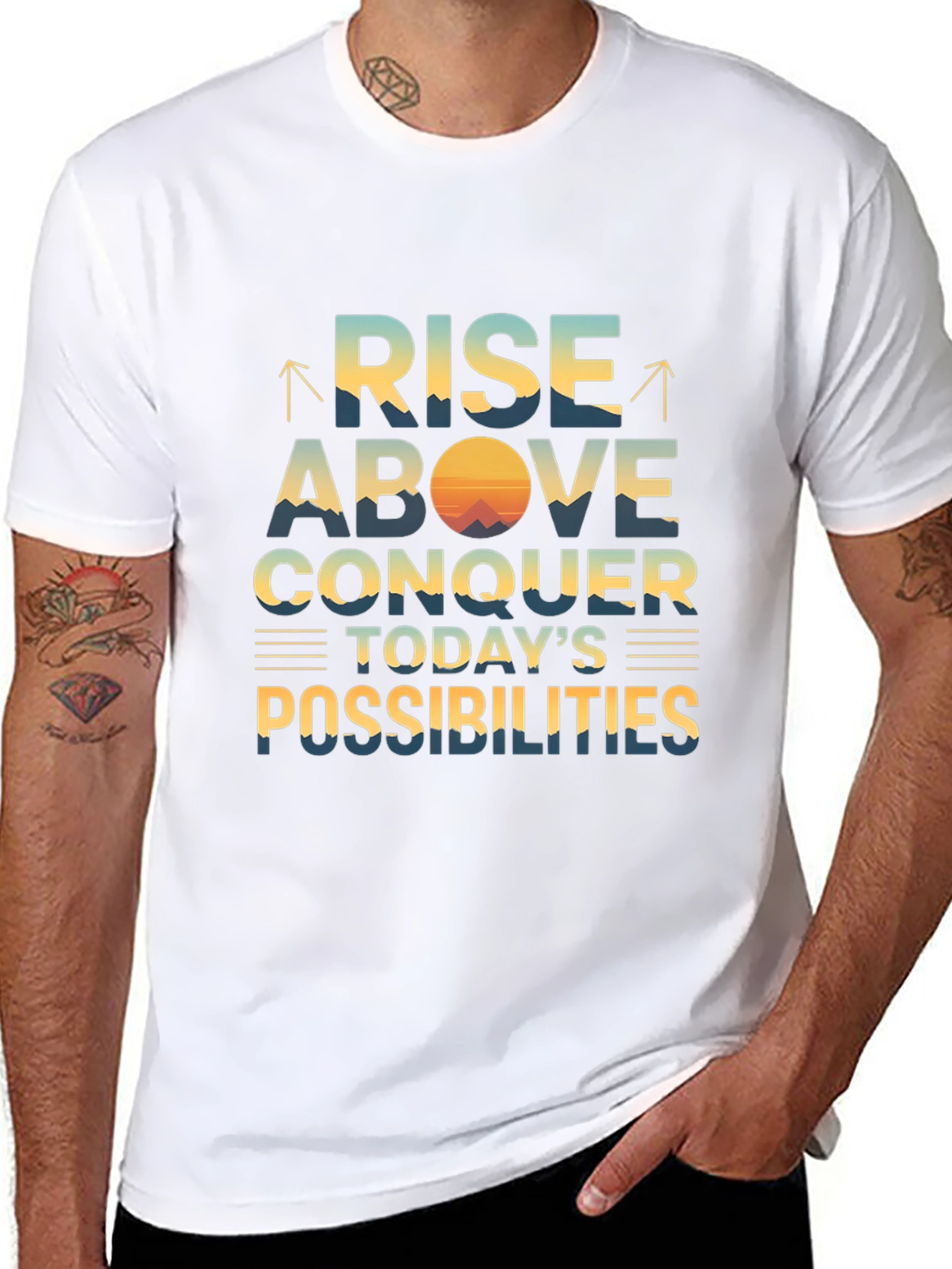 Inspirational Graphic T-Shirt - Rise Above Conquer
