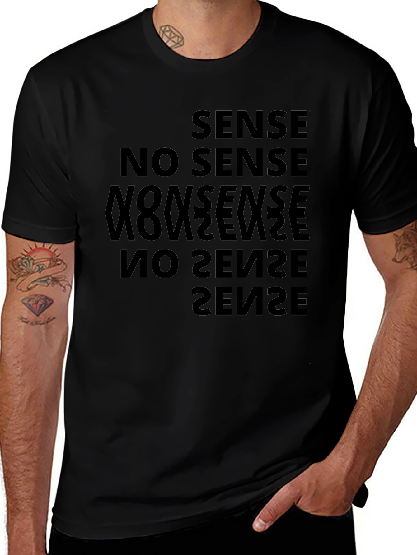 Sense No Sense Mens Black Graphic Tee
