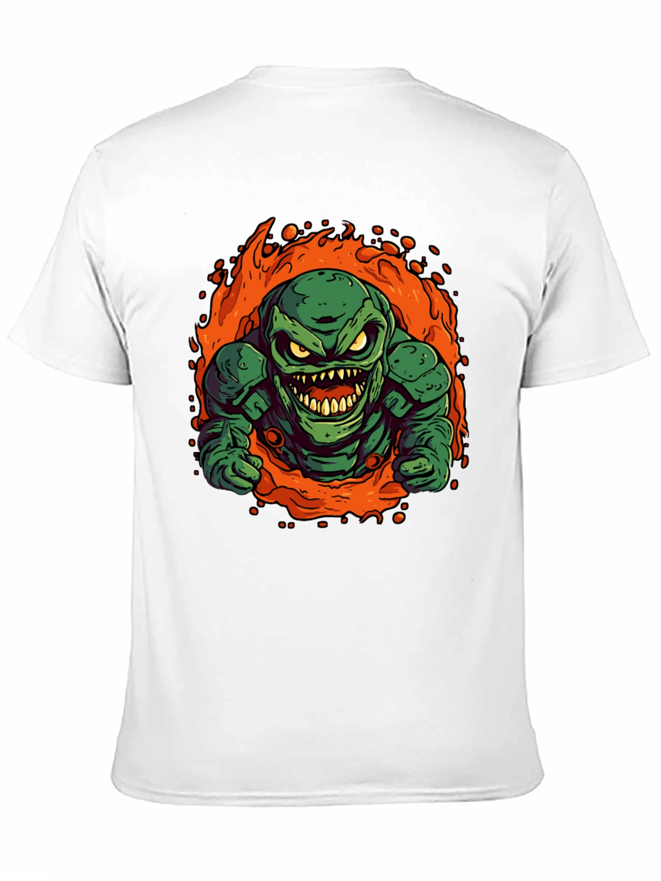 Fiery Green Monster Graphic Tee - Black
