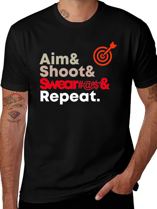 Aim Shoot Swear Repeat Funny T-Shirt