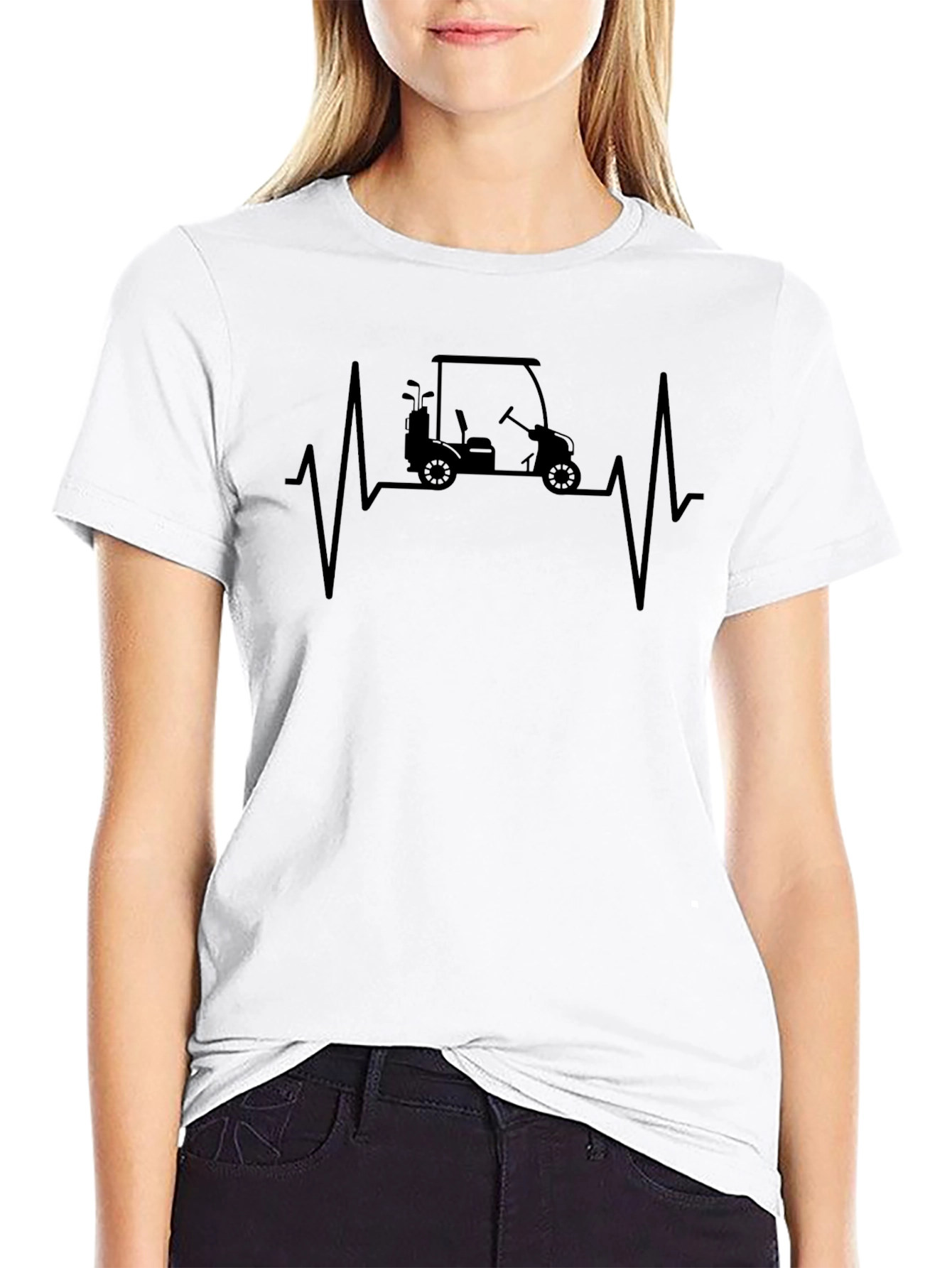 Golf Cart Heartbeat T-Shirt - Golfer Gift