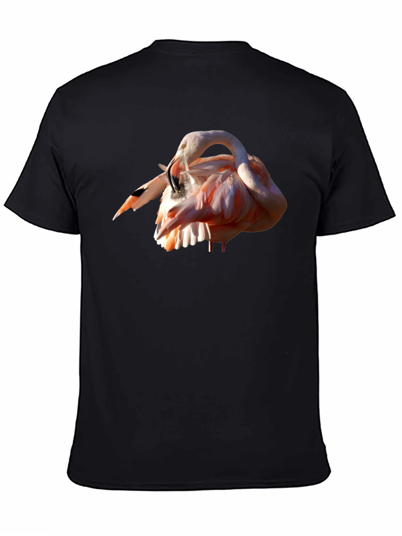 Flamingo Print Black T-Shirt
