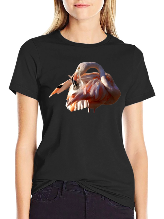 Flamingo Print Black T-Shirt