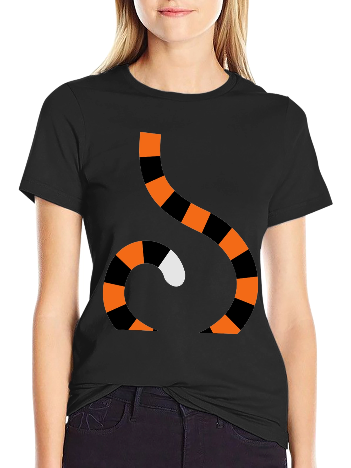 Striped Snake Tail Graphic Tee - Halloween Costume Shirt